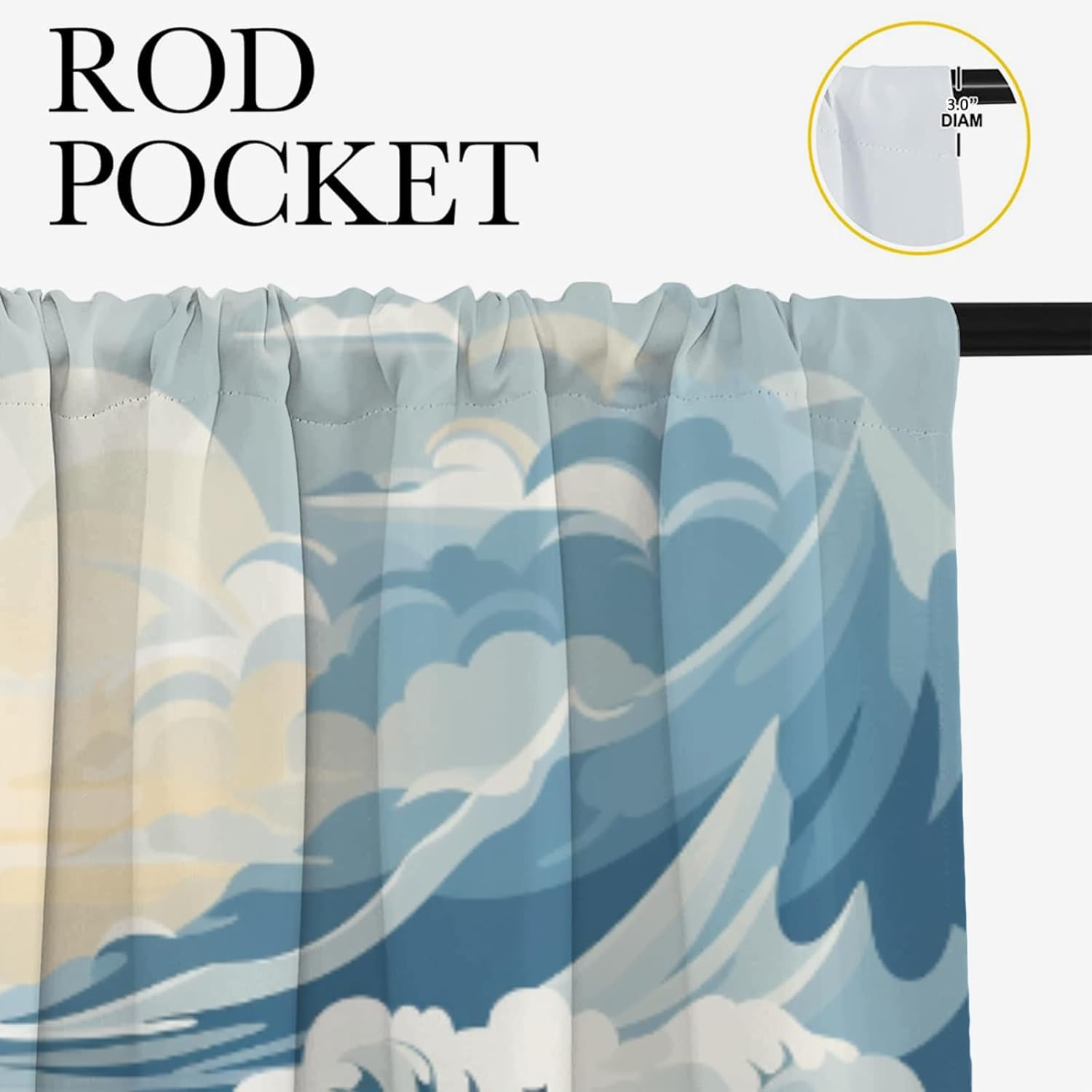 Coastal Lighthouse, Blackout Curtains for Bedroom Sunrise Blue Ocean Sailboat Nautical Rod Pocket Light Reducing Curtain Panels for Living Room 42x45 Inch