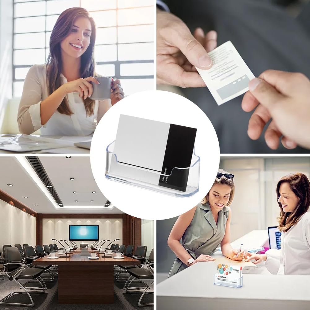 Présentoir Transparent Pour Cartes De Visite – 10x10x10 Cm, Vertical – Organiseur De Bureau Multifonction - 10