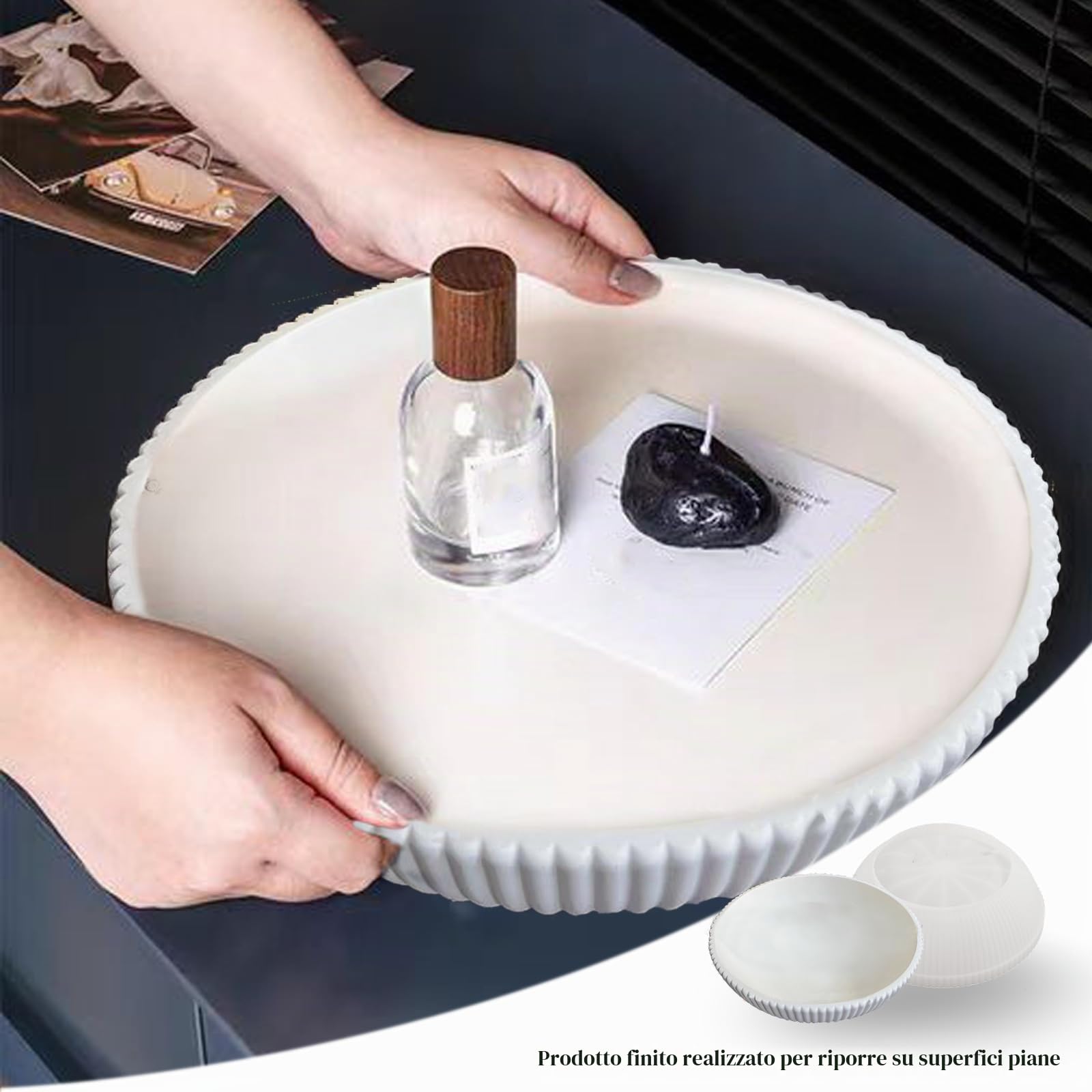 Stampi in silicone, stampo in silicone, grande vassoio rotondo in resina epossidica, stampi per vassoio di frutta, stampi in resina, stampo per calcestruzzo per la produzione di artigianato