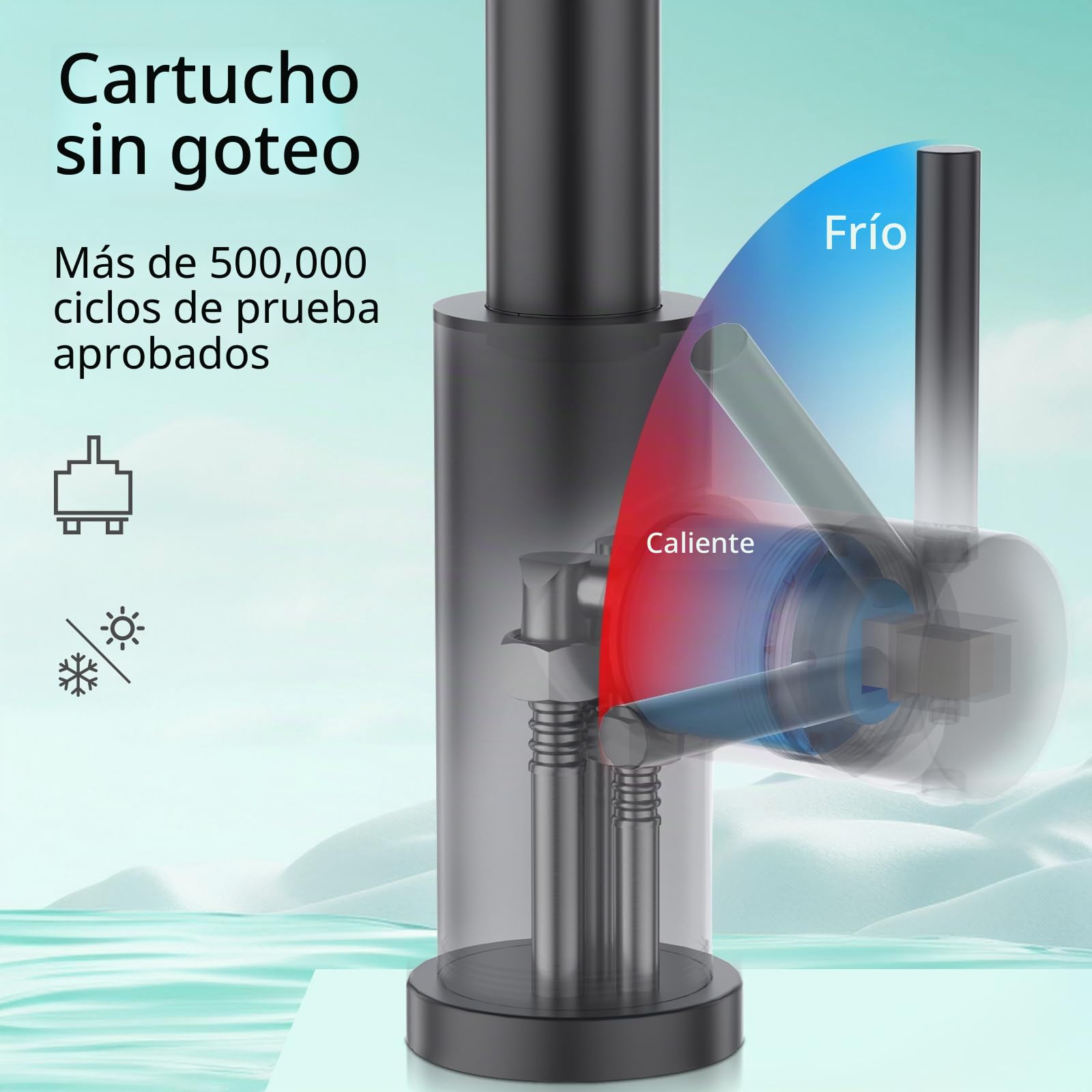 CREA Grifo Cocina Extraíble, Grifo de Cocina Monomando con 3 Modos de Ducha, Grifo para Fregadero con Ducha, Grifo Fregadero Cocina Giratorio a 360°, Negro Mate