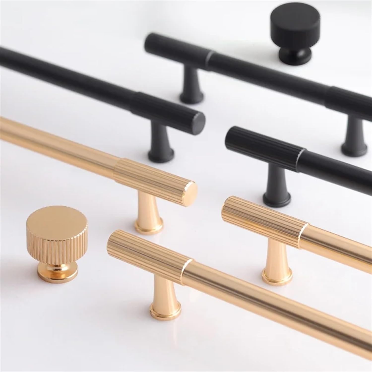 Cabinet Handles Kitchen Door Pulls Dresser Drawer Knobs Aluminum Alloy Wardrobe Door Handles Gold Black Modern Style Hardware 1Pcs (Color : Black 192mm)