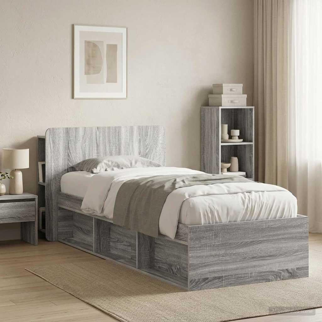 Hothingwell Bettkopfteil, Grau, Holz, Ingenierie | Integrierte Aufbewahrung, Wandhalterung, Reinigung mit feuchtem Tuch, vielseitig einsetzbar