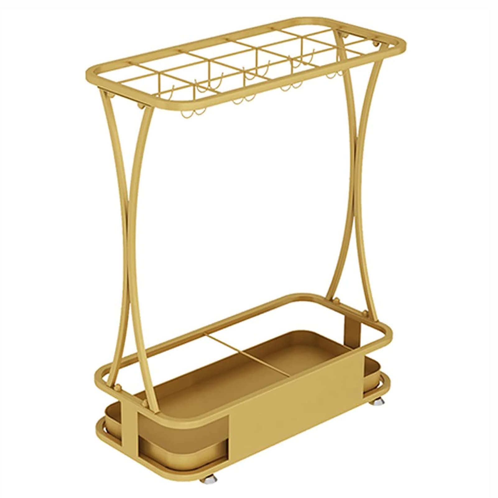 XDLEDMKIZ Umbrella Stands Floor-standing Umbrella Basket, Umbrella Stands For Entryway With 8 Hooks And Removable Drip Tray, Can Hold 20-23 Umbrellas
