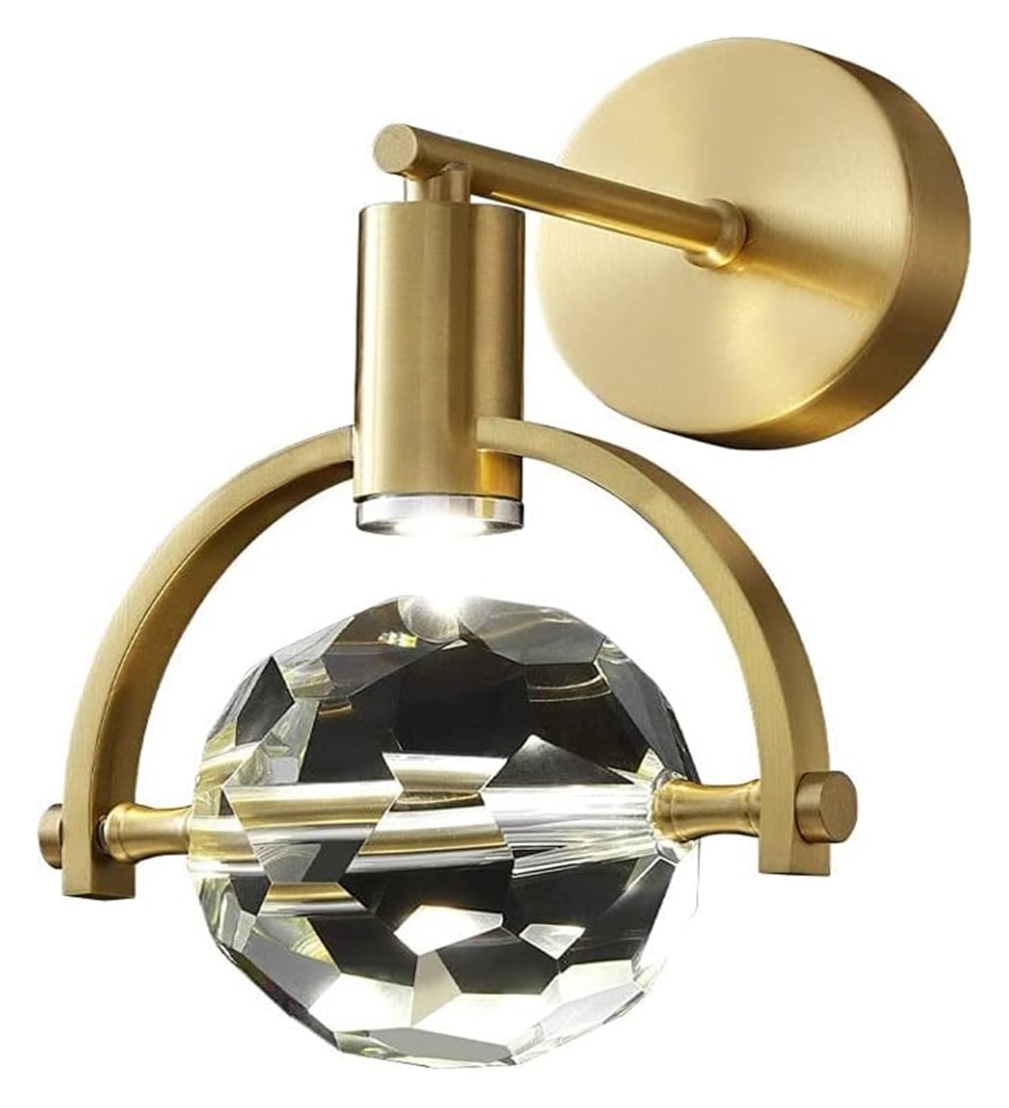 ZTCHSENZT LED Wall Light Postmodern Crystal Globe Sconce Brass Bedroom Bedside Lamp, Indoor Wall Spotlight Copper Lighting Fittings Chandelier,3000K