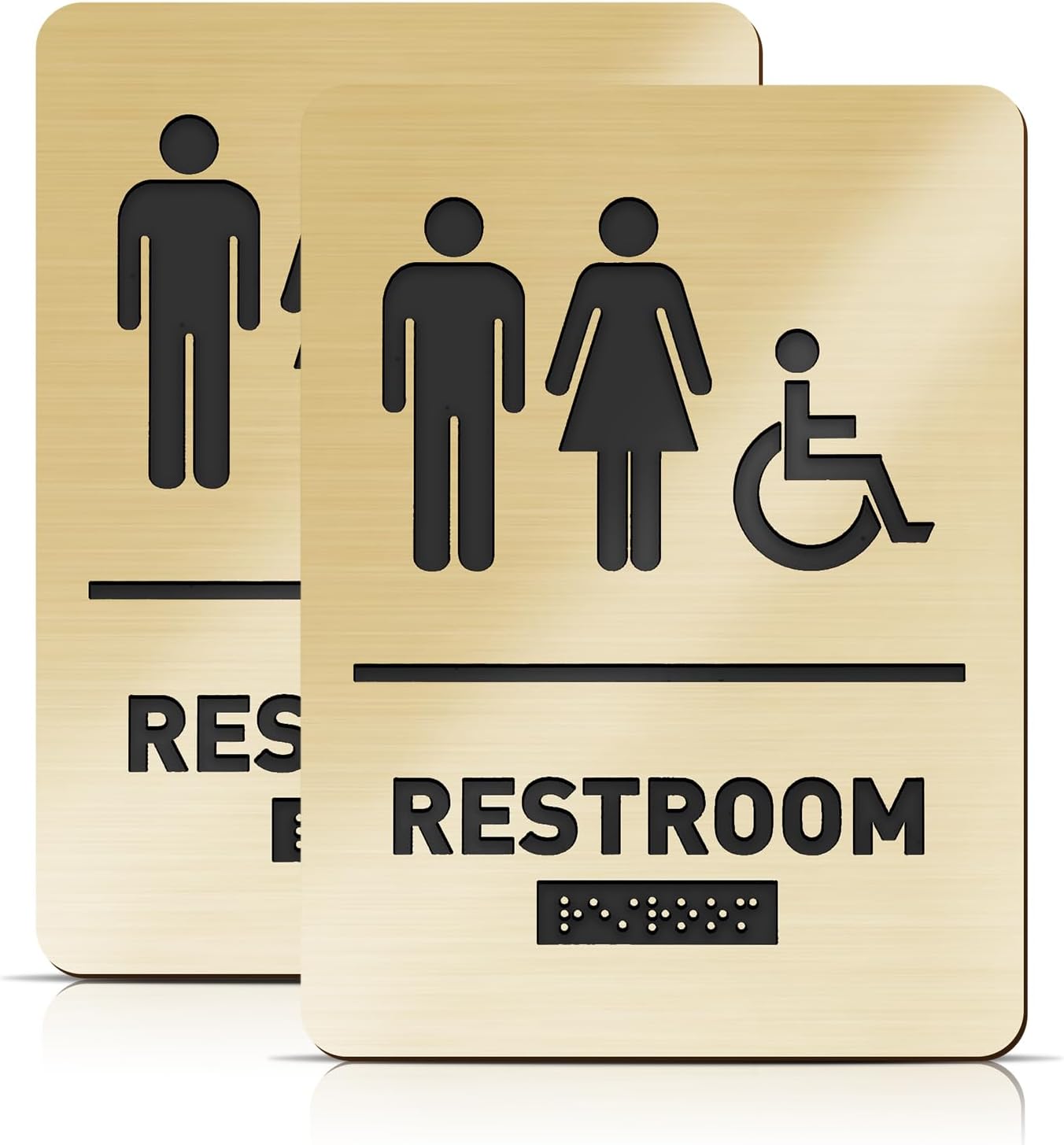 Oudain Ada Compliant Restroom Sign with Braille Unisex Handicap Bathroom Sign for Business Restaurant(Silver,1 Pcs)