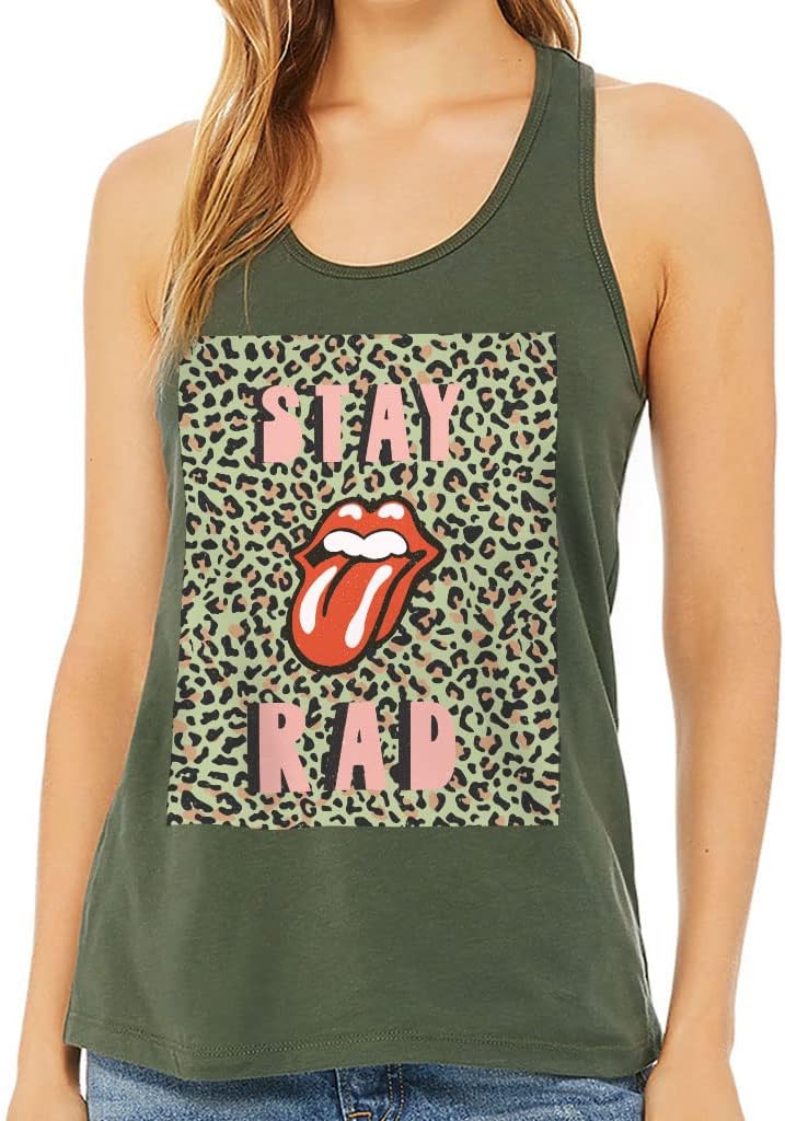Stay Rad Women's Racerback Tank - Cheetah Tank Top - Graphic Workout Tank