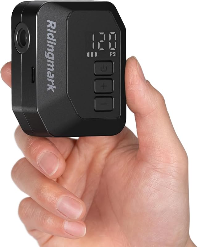 Mini bomba eléctrica para bicicleta con manómetro, parada automática máxima de 120 PSI | Manómetros portátiles de inflado rápido, válvula Presta Schrader recargable de 600mAh, Motor pequeño sin escobillas, bicicleta de carretera y motocicleta