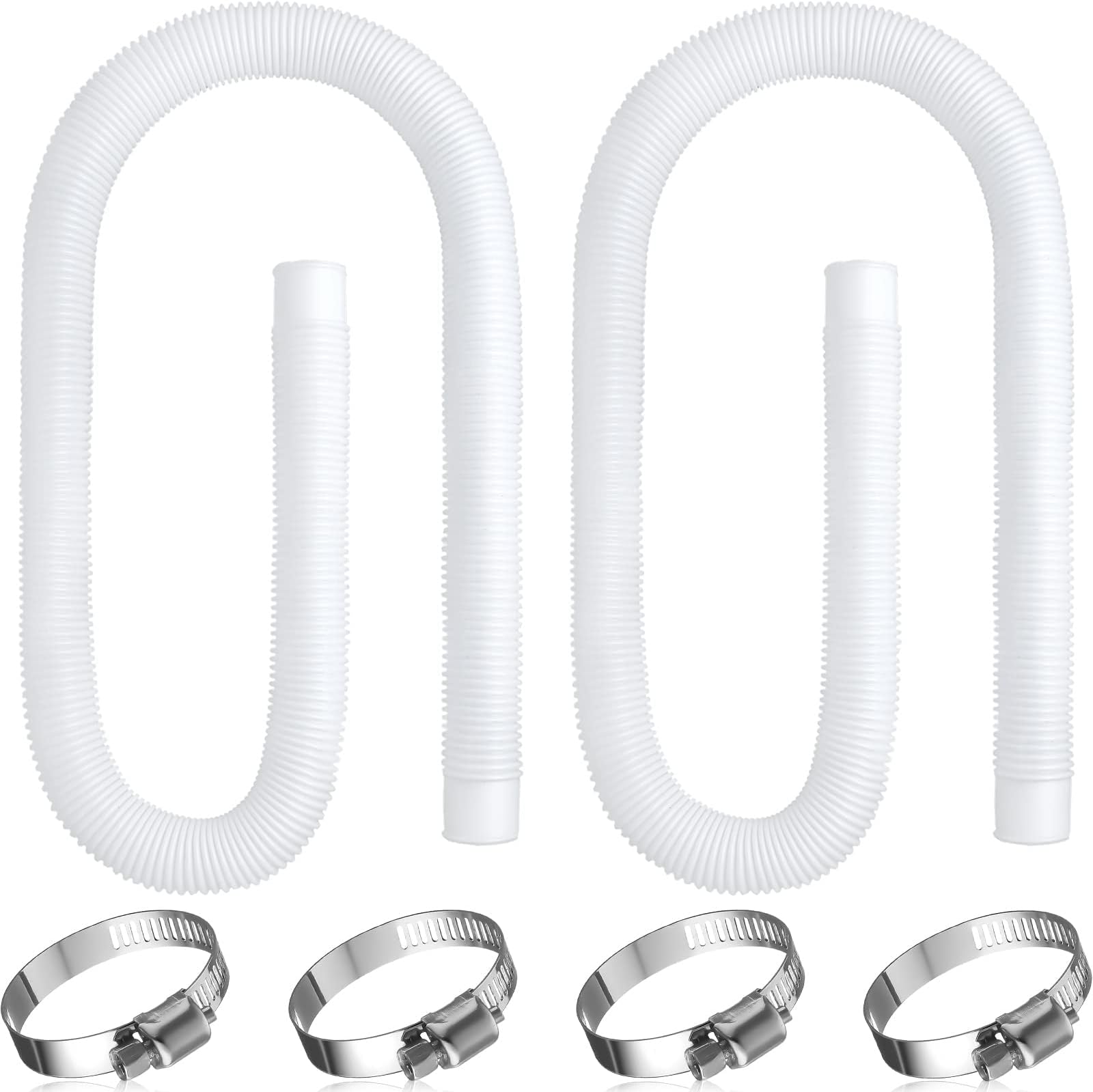 TERRIFI Pool Hose Ground Pools 1.5 Inches Diameter Pool Pump Replacement Hose 59 Inches Length Swimming Pool Hose with 4 Pcs Hose Clamps