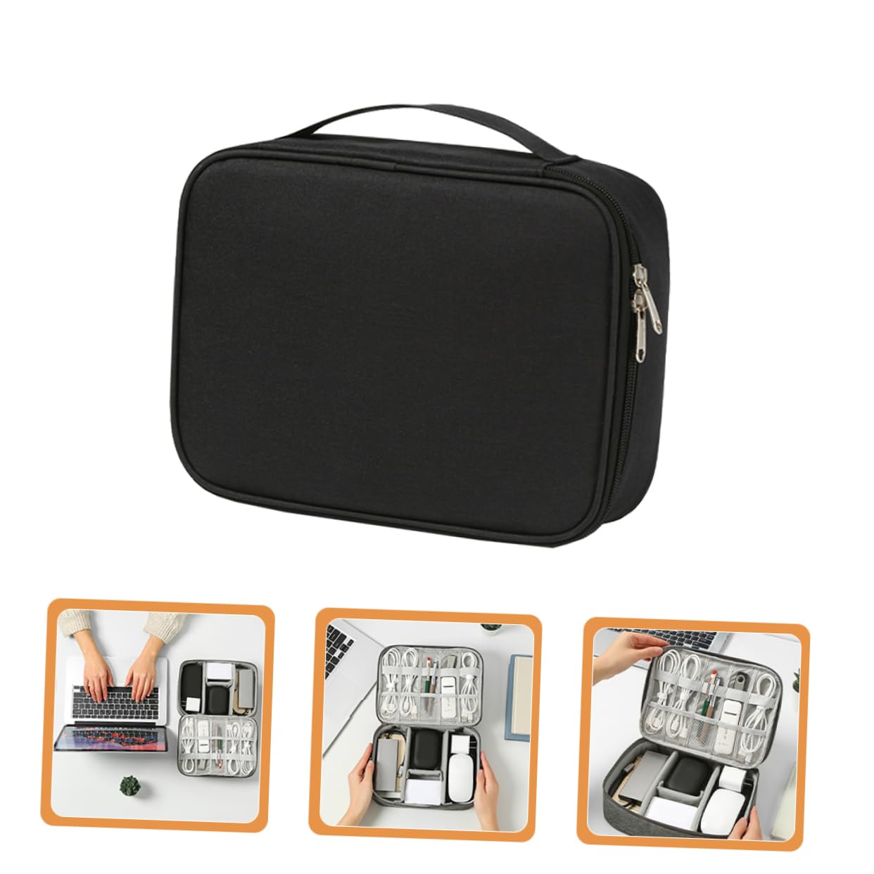 OSALADI 3 Pezzi Borsa Elettronica Multifunzionale Organizzatore Portatile Per Cavi Per Accessori Di Caricabatterie E Cavi