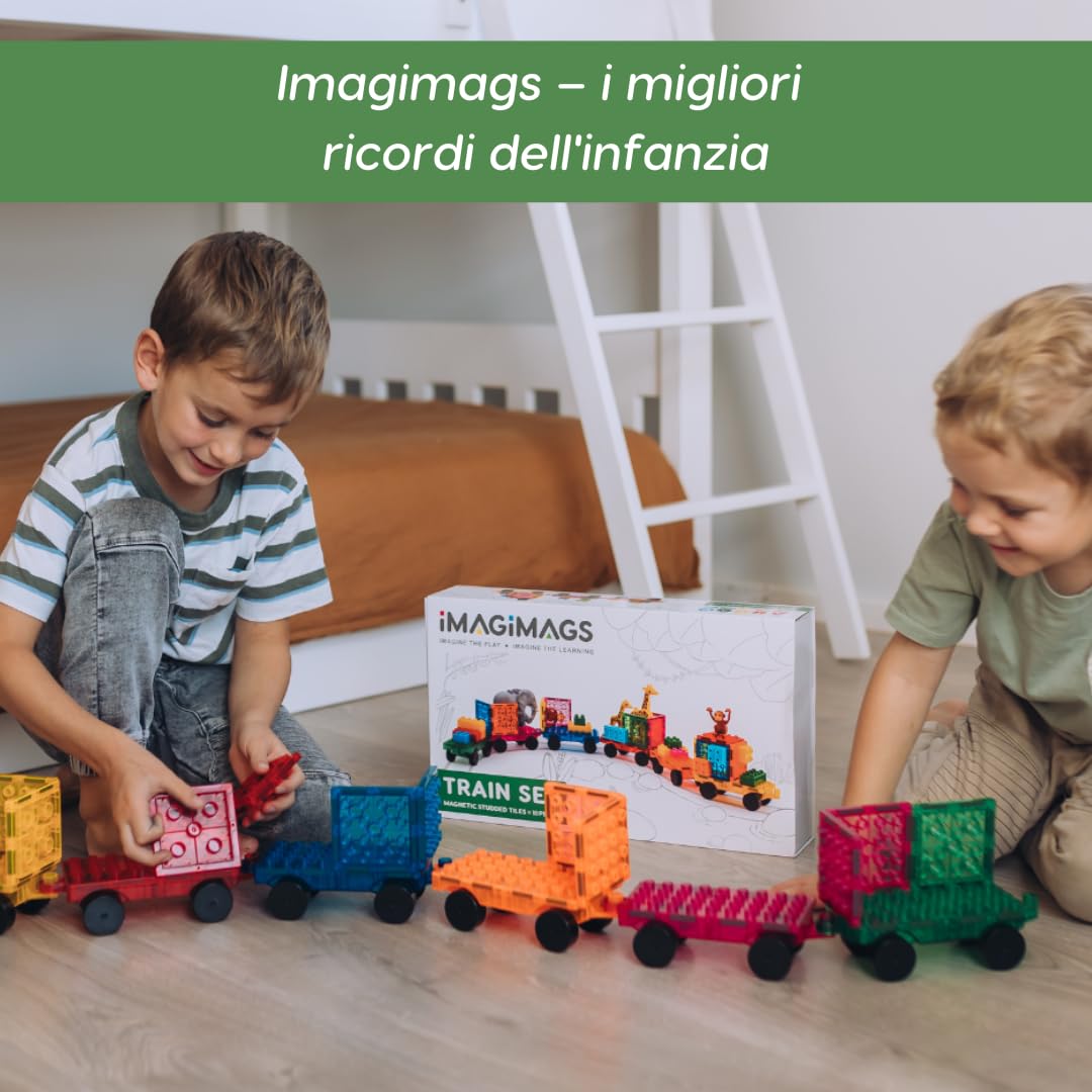 Mattoncini Magnetici per Costruzioni, Set di 18 Pezzi Trenino per Bambini e Bambine, Costruzioni per Attività Educative e Creative, Giocattoli per Bambini, STEM, Bambini dai 3 Anni in Su