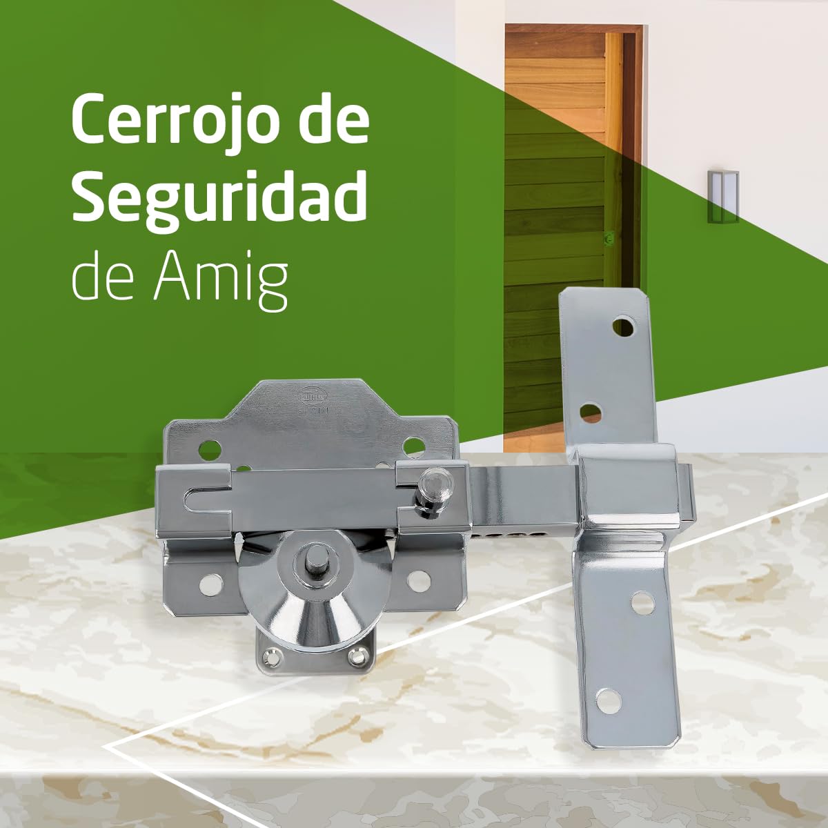 Amig - Cerrojo de Seguridad con Cilindro Redondo – Alta Resistencia a Extracción – Incluye 5 Llaves – 153 x 88 mm - Cerradura de Sobreponer - Acero - Cilindro 50 mm - Plateado