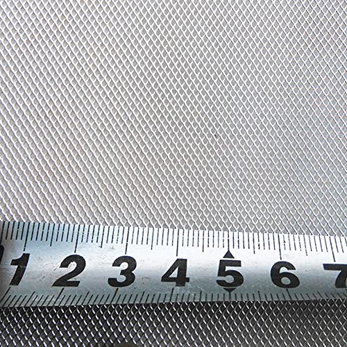 Image of Silver Universal 40 inchx13 inch Car Grill Mesh - Aluminum Alloy Automotive Grille Insert Bumper Rhombic Hole (1x2mm)