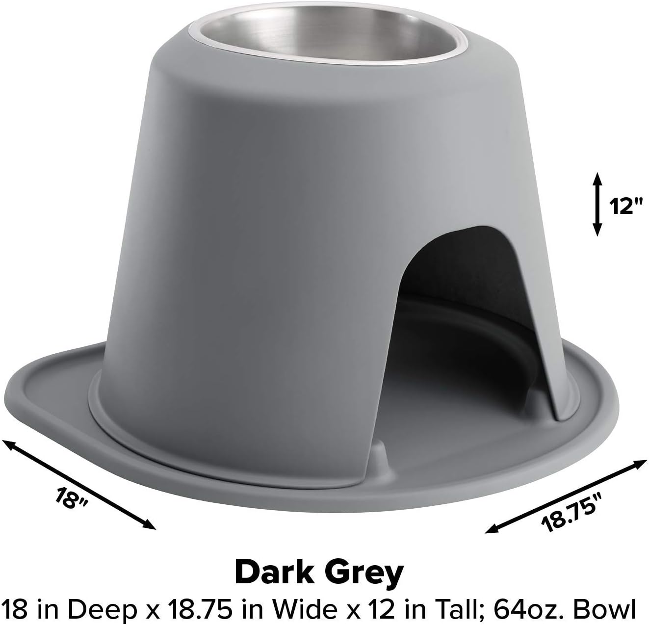 WeatherTech Single High Pet Feeding System - Raised Dog/Cat Bowl - 12" High Stand Dark Grey (SH6412DGDG)