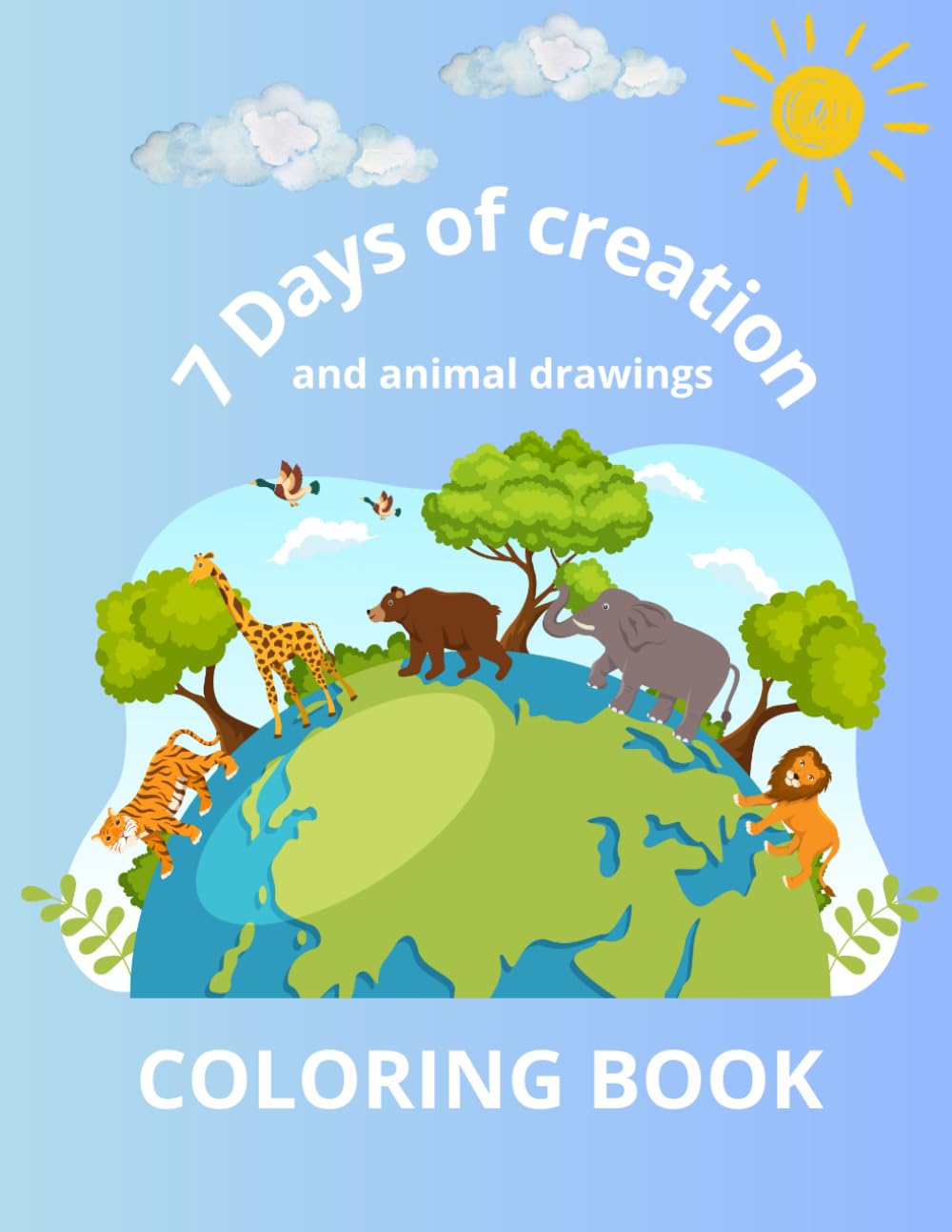 7 days of creation and animal drawings: Color Book