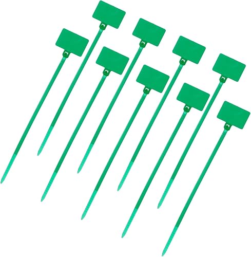 uxcell 100 Pcs Cable Label Marker Tags, Nylon Cable Zip Tie Tags 4.3 Inch Writable Self-Locking Wire Labels Zip Ties for Organization Marking, Green