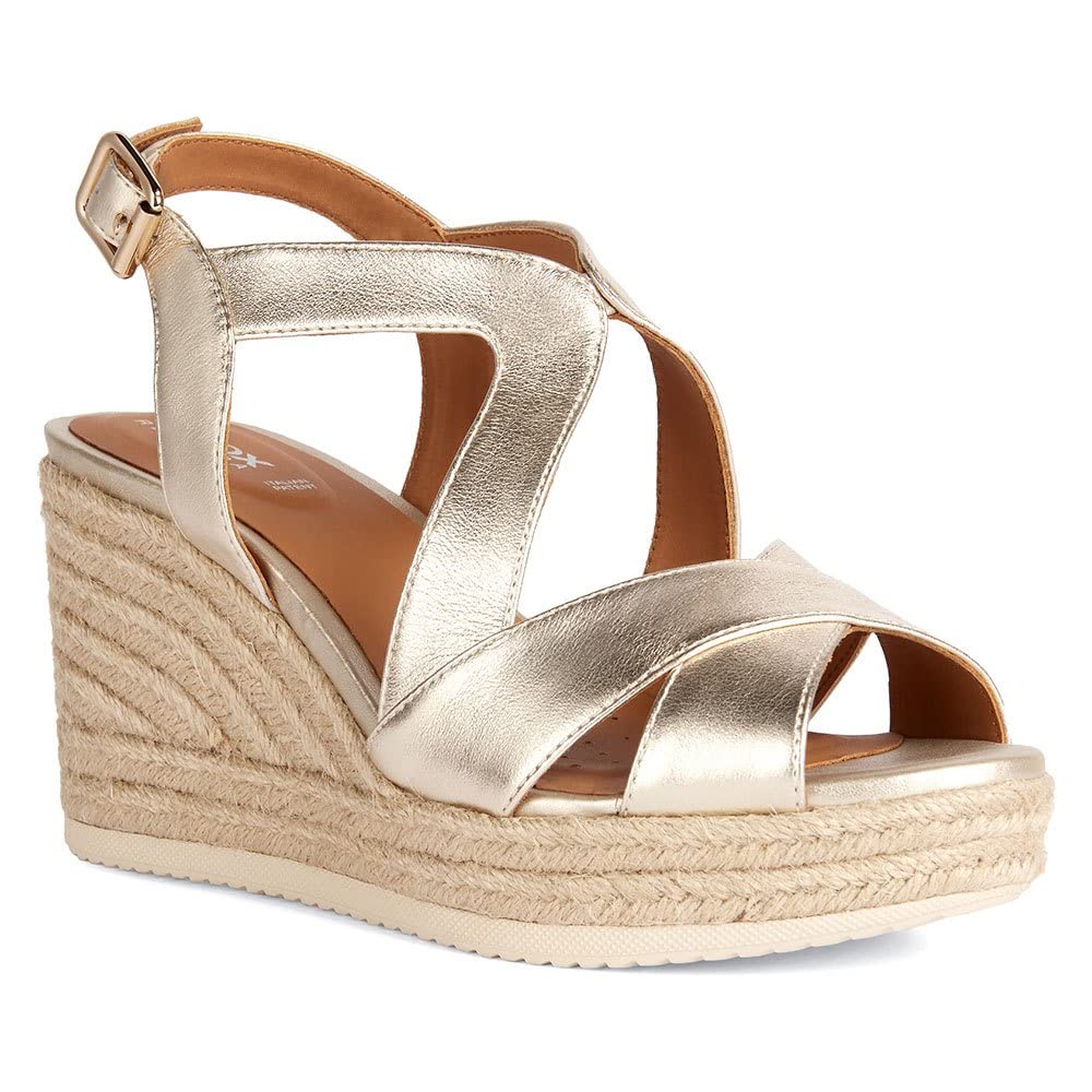 Geox Ponza Breathable Wedge Sandals Women's Gold-Coloured Size 40 (6.5)