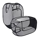 Simplized Popup Laundry Hamper (1 & 2 Pack) Foldable Pop-up Mesh Hamper Dirty Clothes Basket w Carry