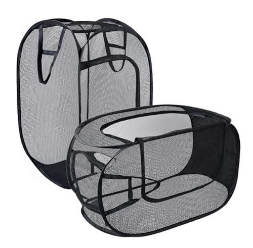 Simplized Popup Laundry Hamper (1 & 2 Pack) Foldable Pop-Up Mesh Hamper Dirty Clothes Basket W Carry Handles (Zippered Popup - 2 Pack) #TOP6