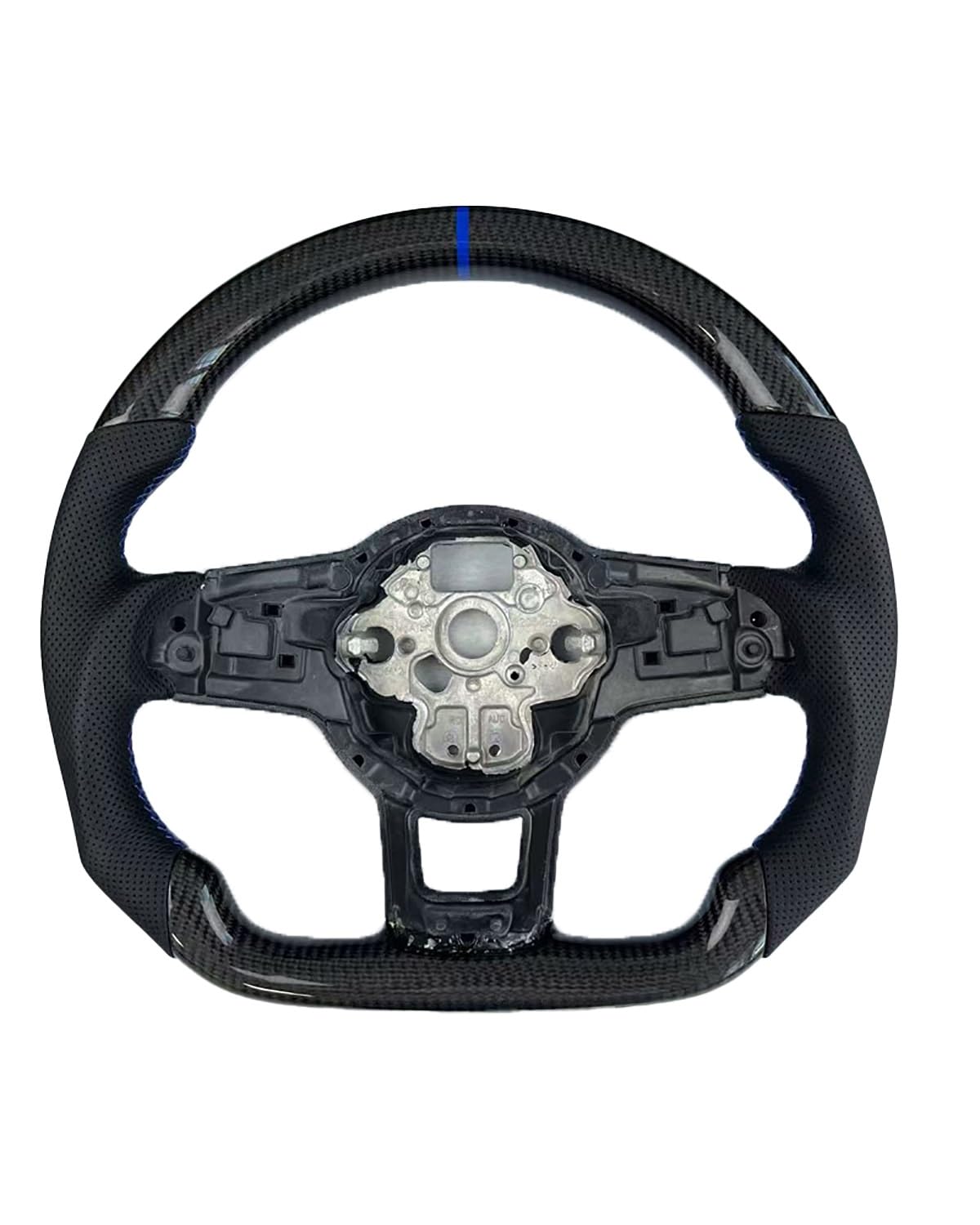 Volante Universale Per Golf 7 Per GTI Fibra Di Carbonio Cuoio PU Aftermarket Retrofitting Steering Wheel(Blue)