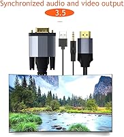 Vista 7 de Tianle Cable adaptador VGA a HDMI con audio de 0.138 in, 3.3 ft/3.3 pies macho activo VGA a salida HDMI, cable adattatore de video para PC
