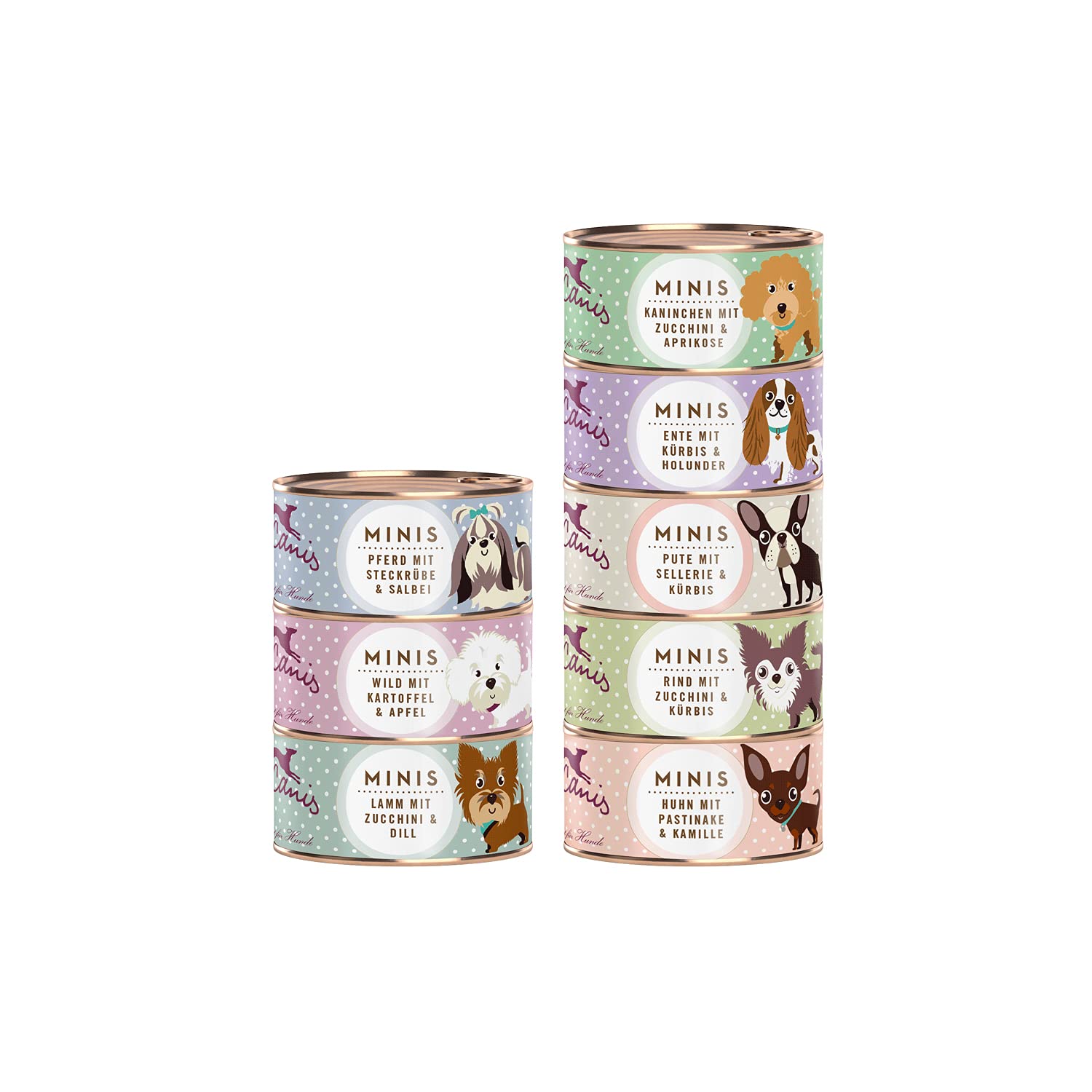 Terra Canis Minis-Kennenlernpaket, Hundefutter nass getreidefrei 8 x 100 g – Premium-Nassfutter für kleine Hunde, mit Rohstoffen in 100% Lebensmittelqualität
