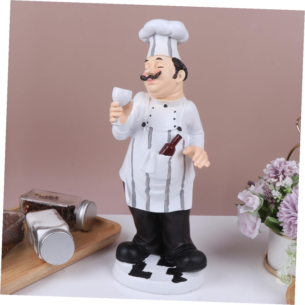 TOYANDONA Statuetta in Resina Chef Europeo, Ornamento da Cucina Stabile e Decorativo per Casa, Bistrot e Pasticceria, Figura da Collezione Divertente per Arredamento Tavolo