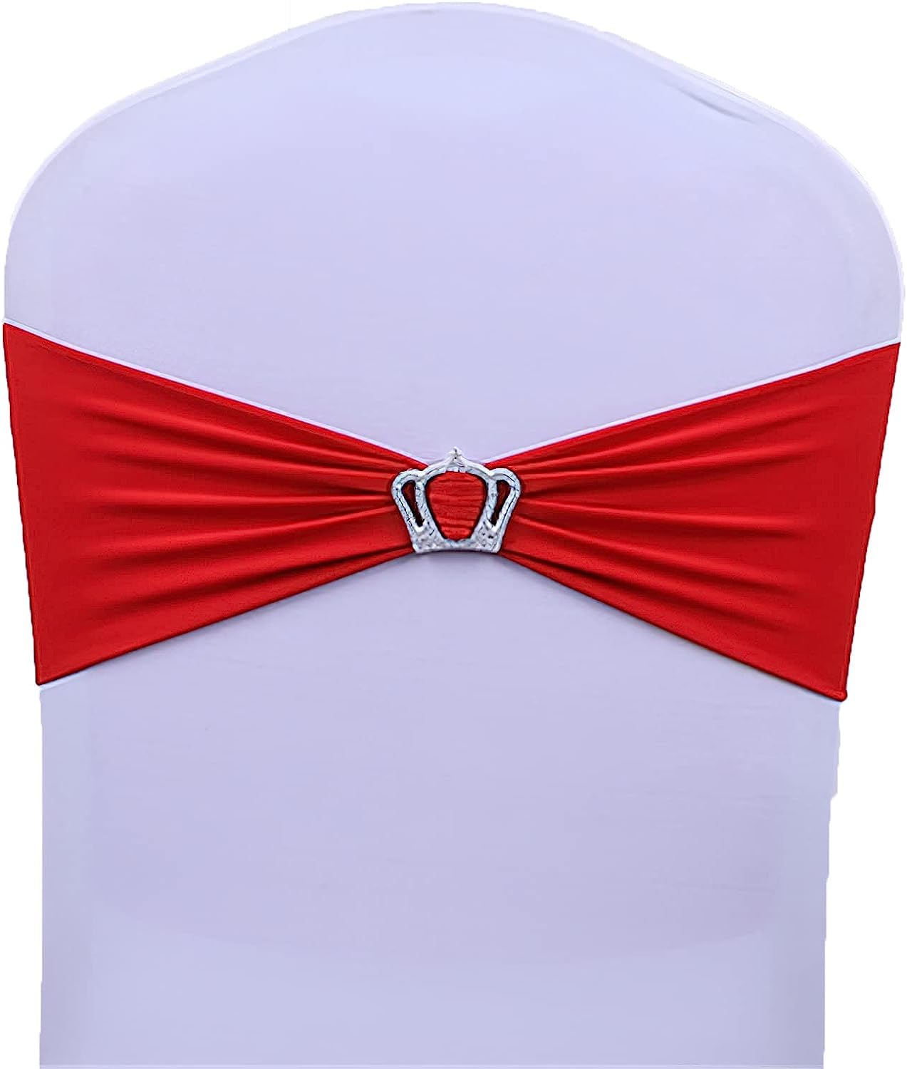 TozLu Elastic Chair Ties,Chair Band,Chair Sashes,Spandex Wedding Chair Sash Bands With Crown Buckle Elastic Chair Ribbon Bow Ties Party Event Hotel Decoration,Red,100PCS (Color : Red, Size : 10PCS)