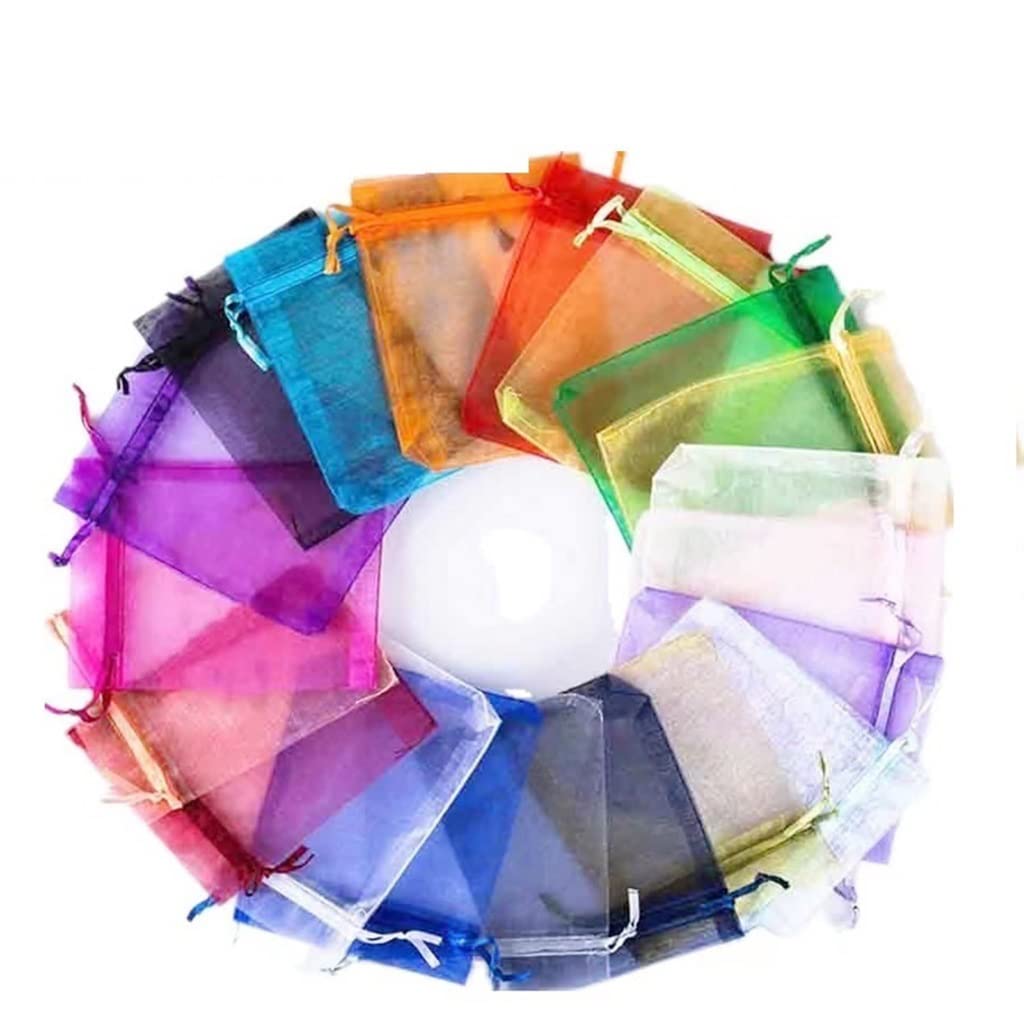 Fruit Protection Bags 100PCS Mesh Netting for Grapes Garden Orchard Reusable Drawstring Barrier for Vegetables(Multicolor,17 x 23 cm(100PCS))