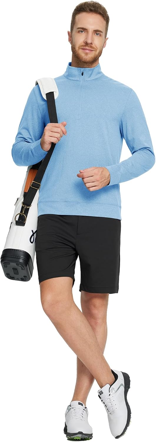 M MAELREG Quarter Zip Pullover Men Moisture Wicking Performance Heather Midlayer Golf 1/4 Zip Pullover Mens Sweatshirt - Image 2