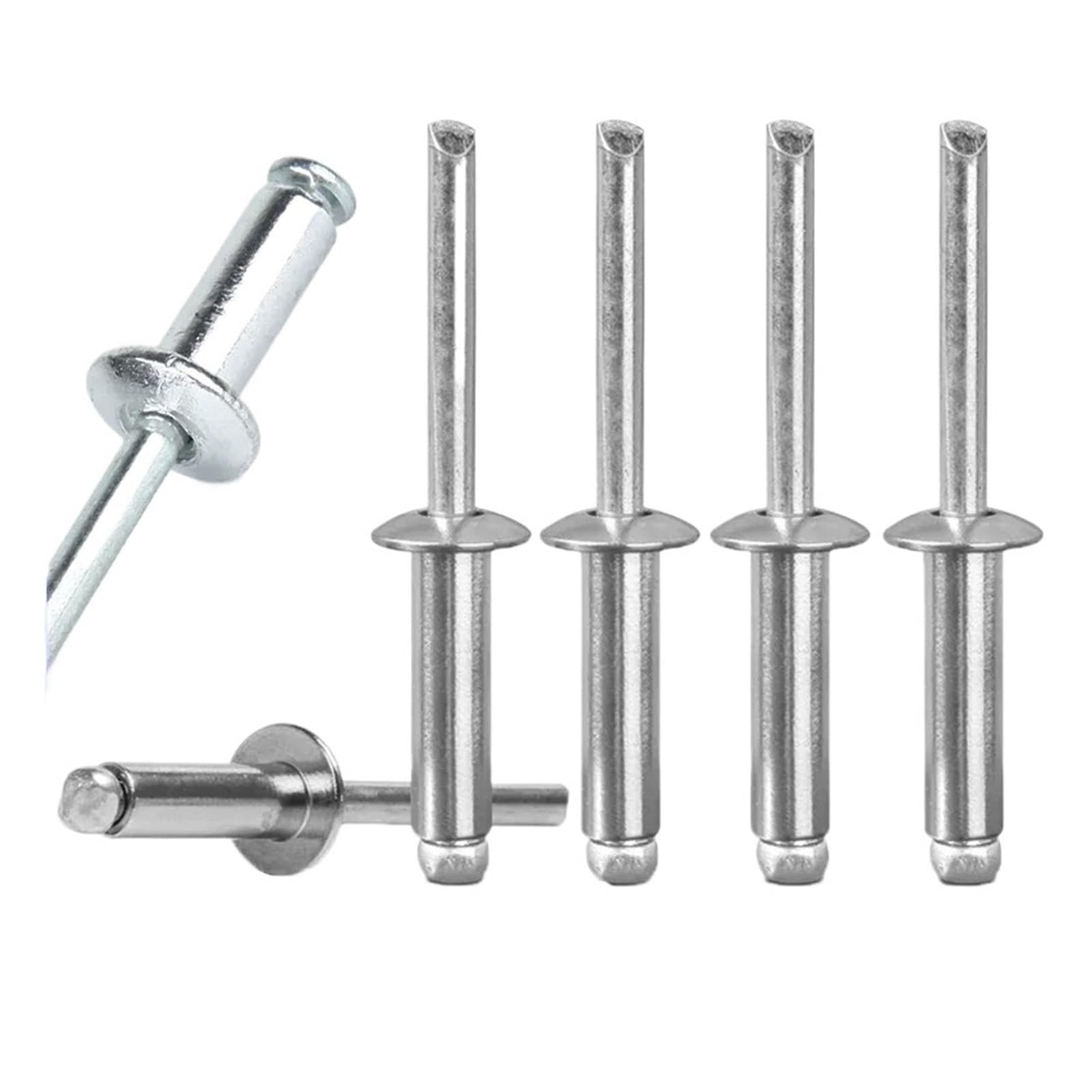 Rivetti ciechi, Rivetto cieco in alluminio Testa tonda Tirare M2.4 .8 M3 .6 M4 Ancoraggio a cupola Gambo in acciaio Mandrino Scarico(12mm,M3 (100Pcs))
