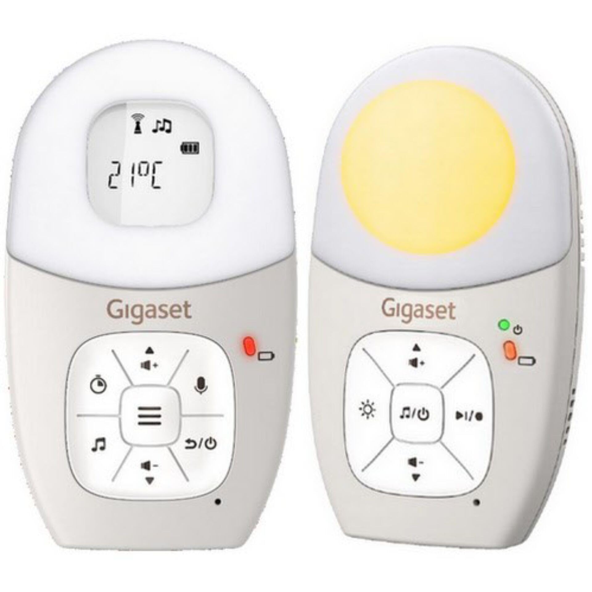 Gigaset Baby 100 Audio - Vigilabebés con tecnología DECT - Comunicación Segura bidireccional - Alcance de 300 m - Temporizador de alimentación - Sensor de Temperatura - Luz Nocturna - Indicador de