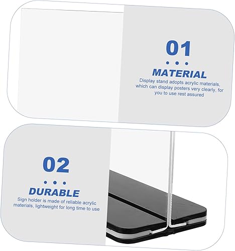 Miniatura 8 de EXCEART Tablero de exhibición Soporte de exhibición de menú transparente Soporte de letrero inclinado titular de folleto Soporte de letrero de