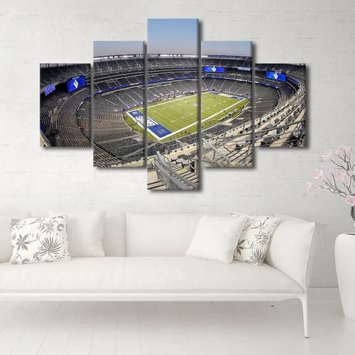 Vista 384 de Cuadros de estadios deportivos de fútbol americano de Minnesota, cuadros de vikingos, 5 paneles, lienzo para pared, arte de pared del estadio