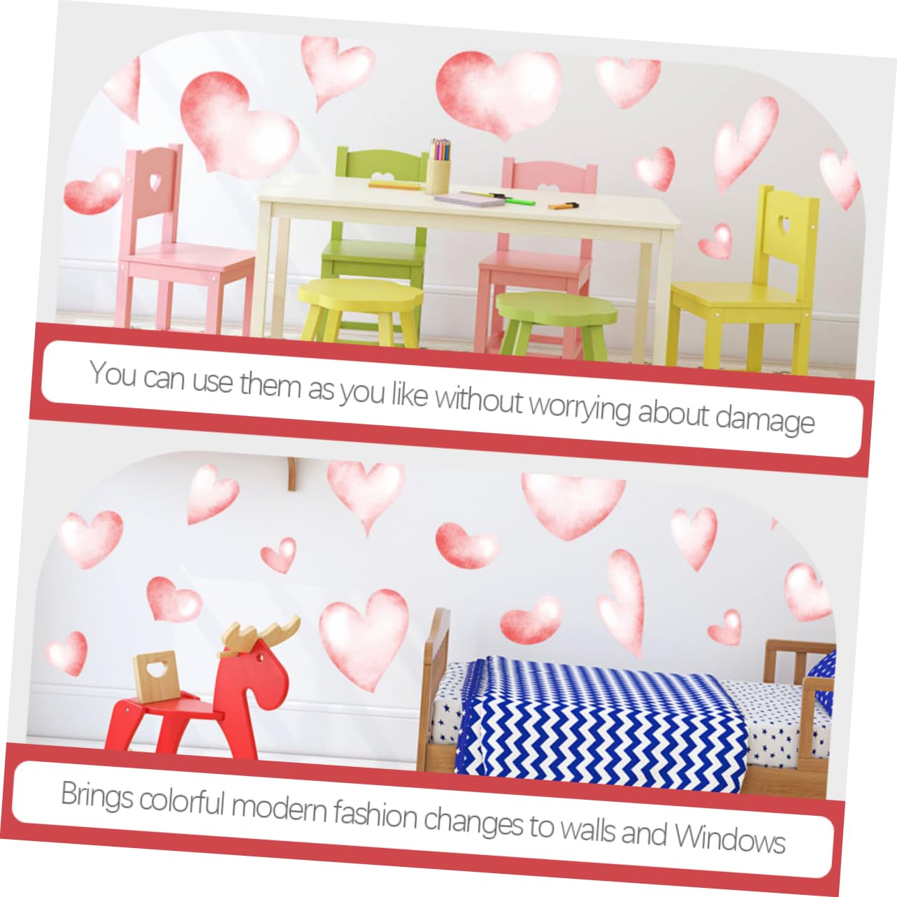 HEMOTON 5 Set Di Adesivi Murali A Forma Di Cuore Per La Decorazione Della Casa Adesivi Murali Per La Cameretta Dei Bambini