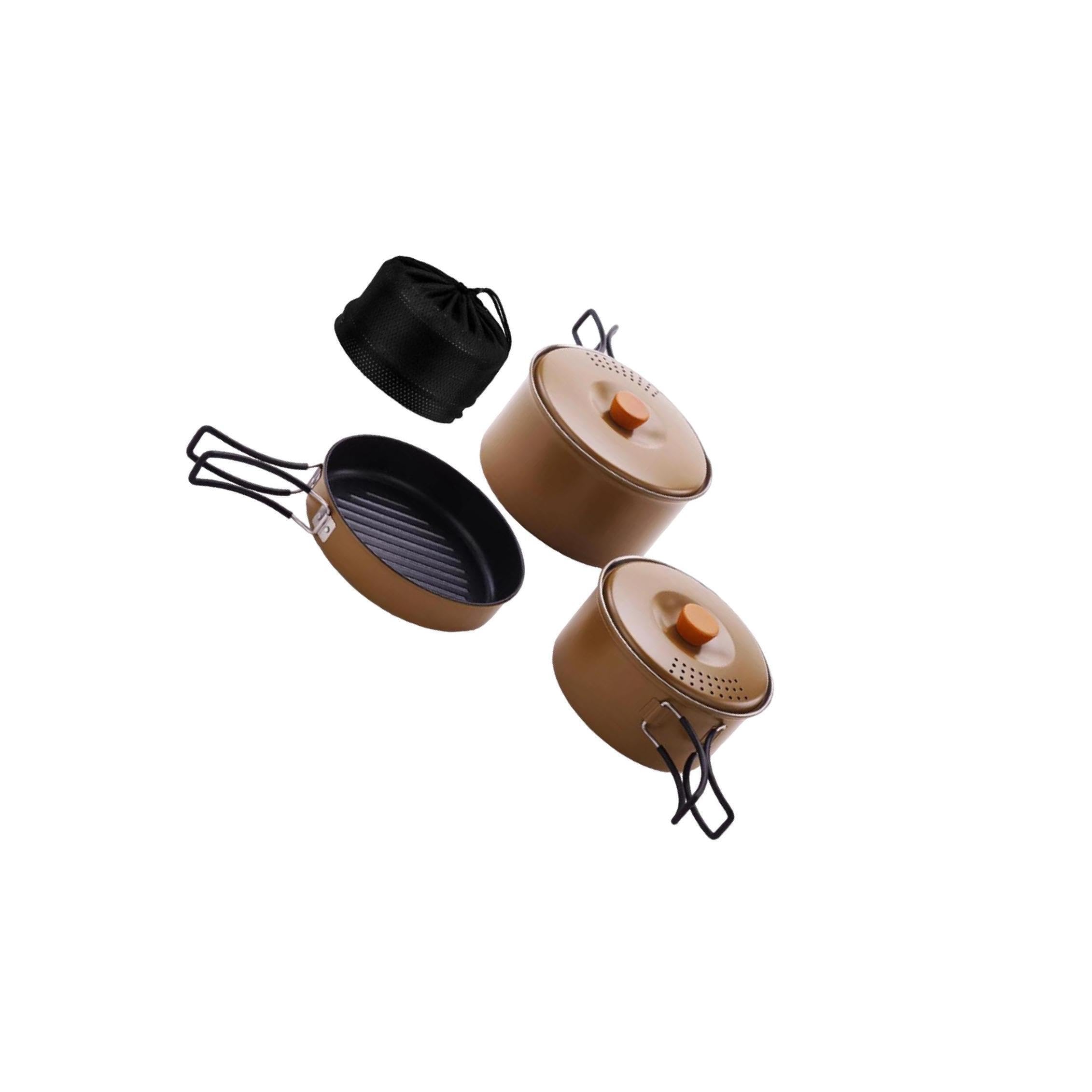 Set di pentole e padelle portatili da campeggio con peso leggero per gli appassionati di escursionismo e pesca, che garantisce una lunga durata per pentole, padelle, bollitori, pesca, viaggi