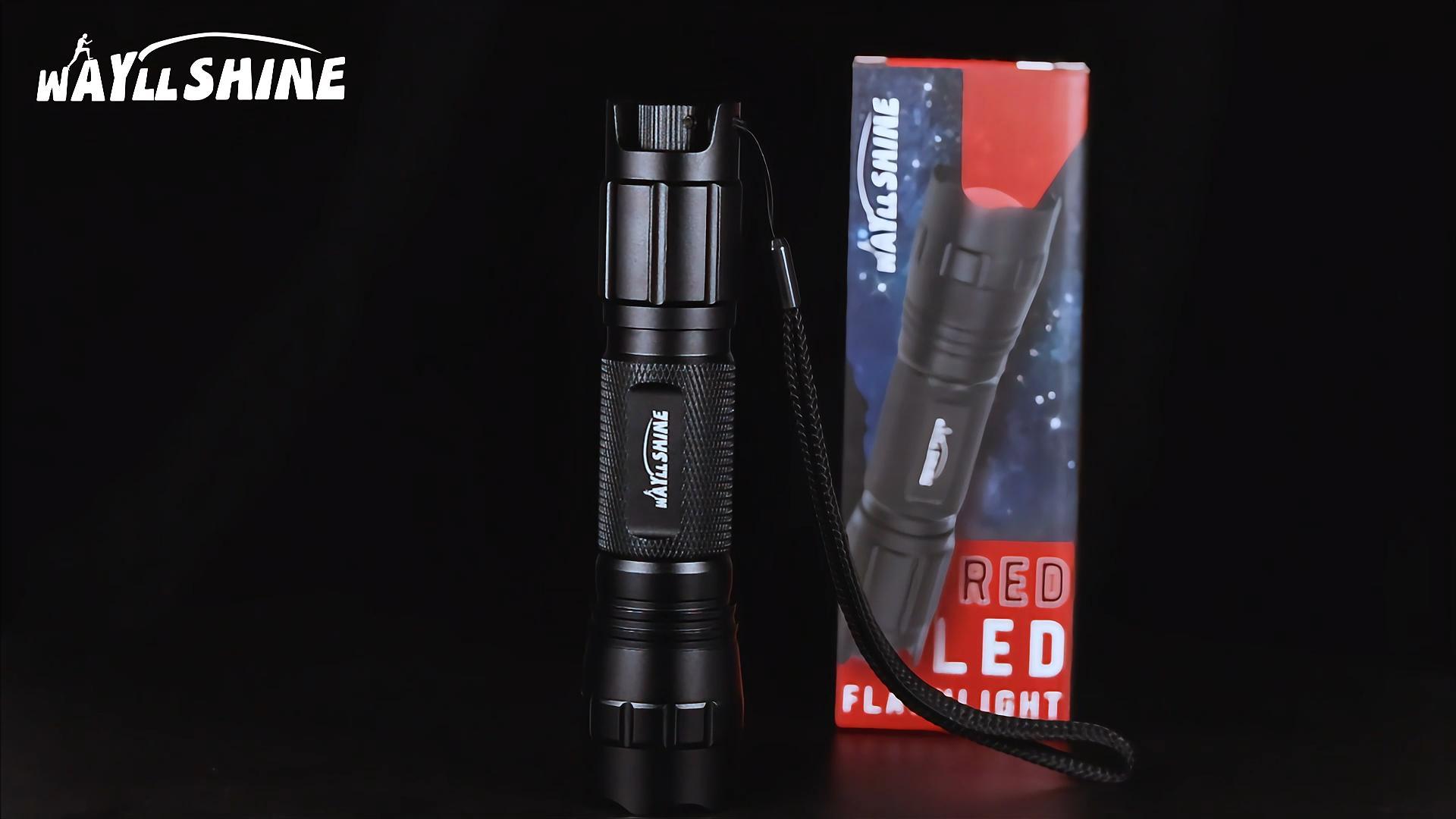 WAYLLSHINE Stepless Dimming Red Light Flashlight, 620nm-630nm High