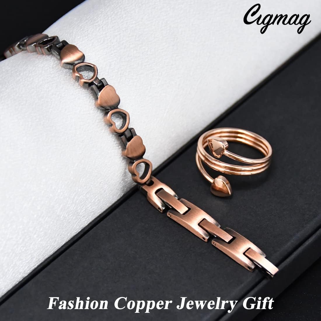 Copper Bracelet for Women Ultra Strength Magnetic Bracelet & Ring Solid Pure Copper with Adjustable Tool (Love) - Image 7