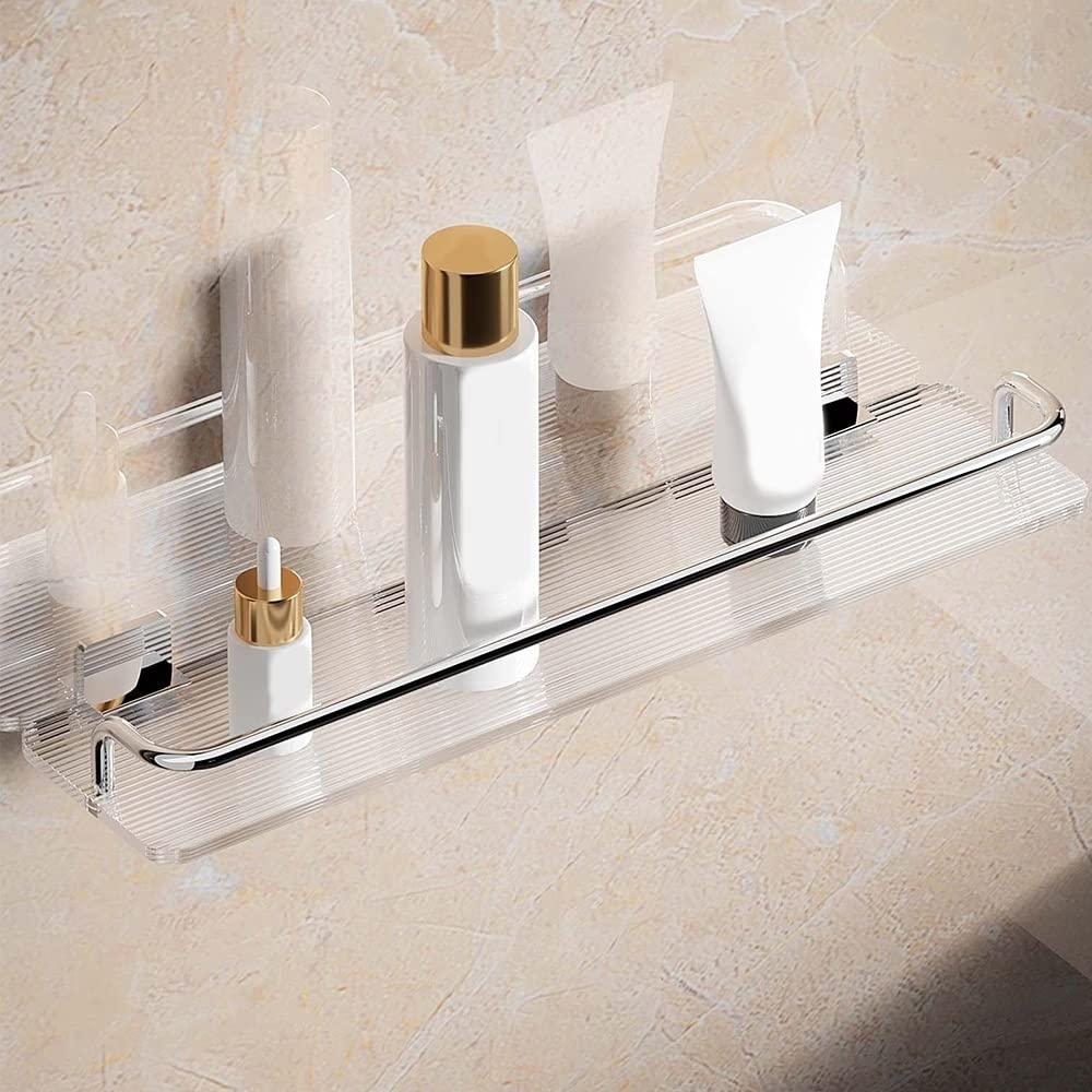 SDGBCXD Wall Mounted Floating Bathroom Shelf, Dressing Table Organizer for Cosmetics, Kitchen Spice Rack, Towel Holder(Single Pole,40Cm)