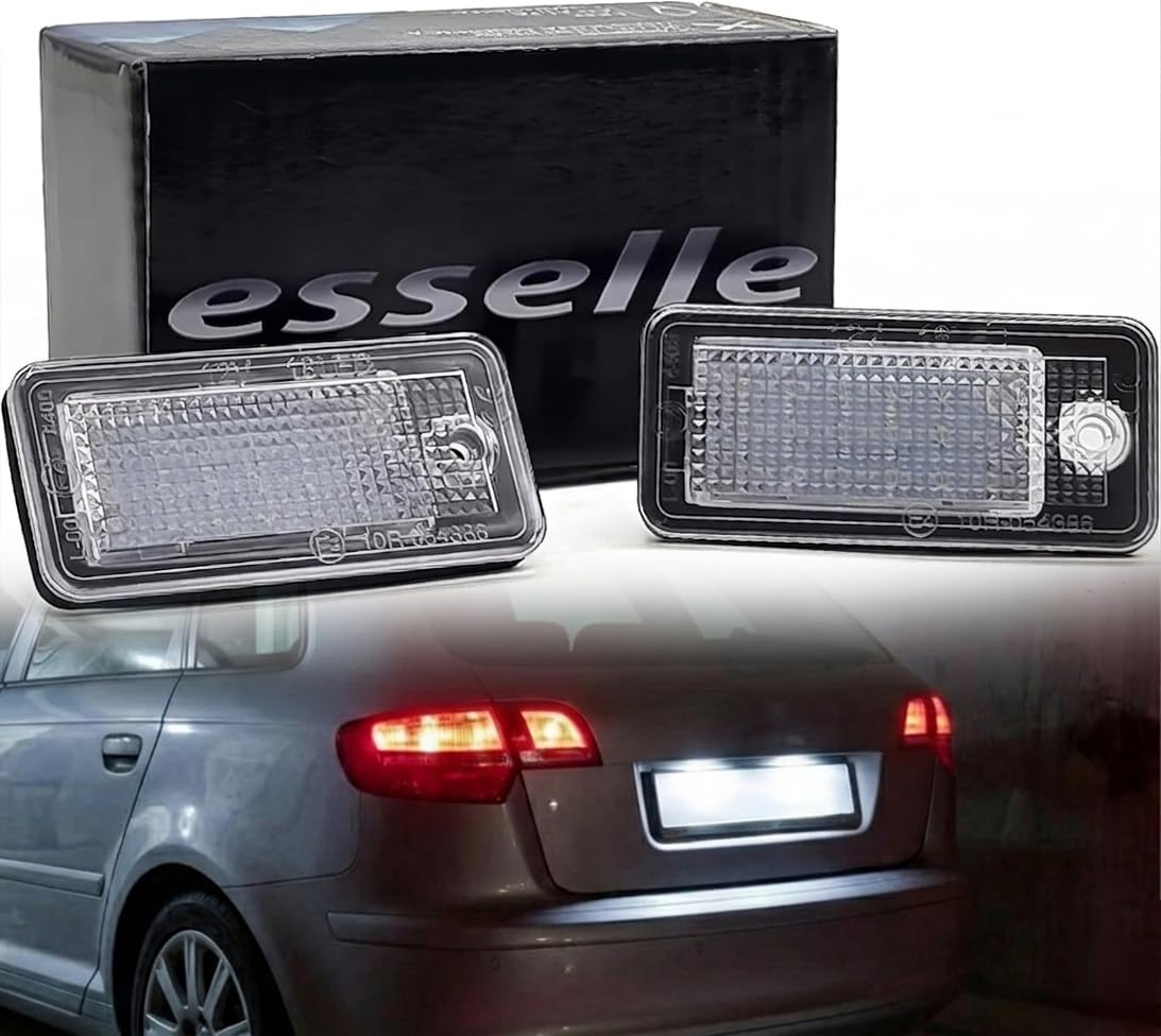 Placchette Luci Targa LED Compatibili per Audi A3 8P 8PA, A4 B6, A4 B7, A6 C6, A8 D3, Q7 4L 18 SMD CANBUS 6000K Bianco Ghiaccio Plug & Play