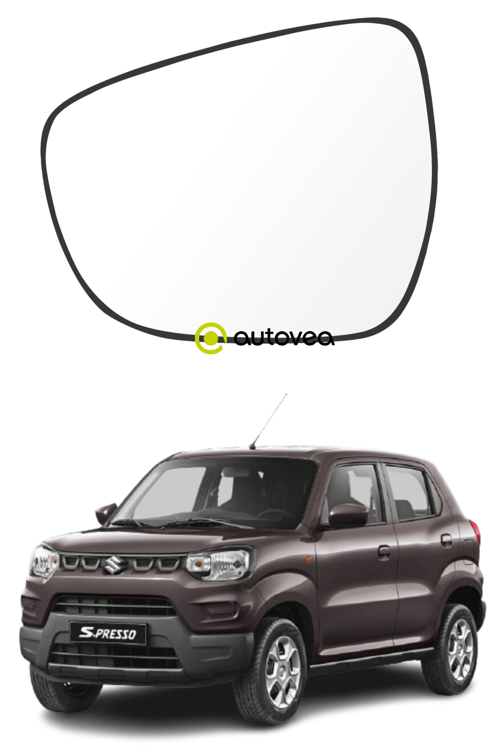 AUTOVEA® Rear View Mirror Glass (Left/Passenger Side) Compatible with Maruti Suzuki Spresso (2019-2021)