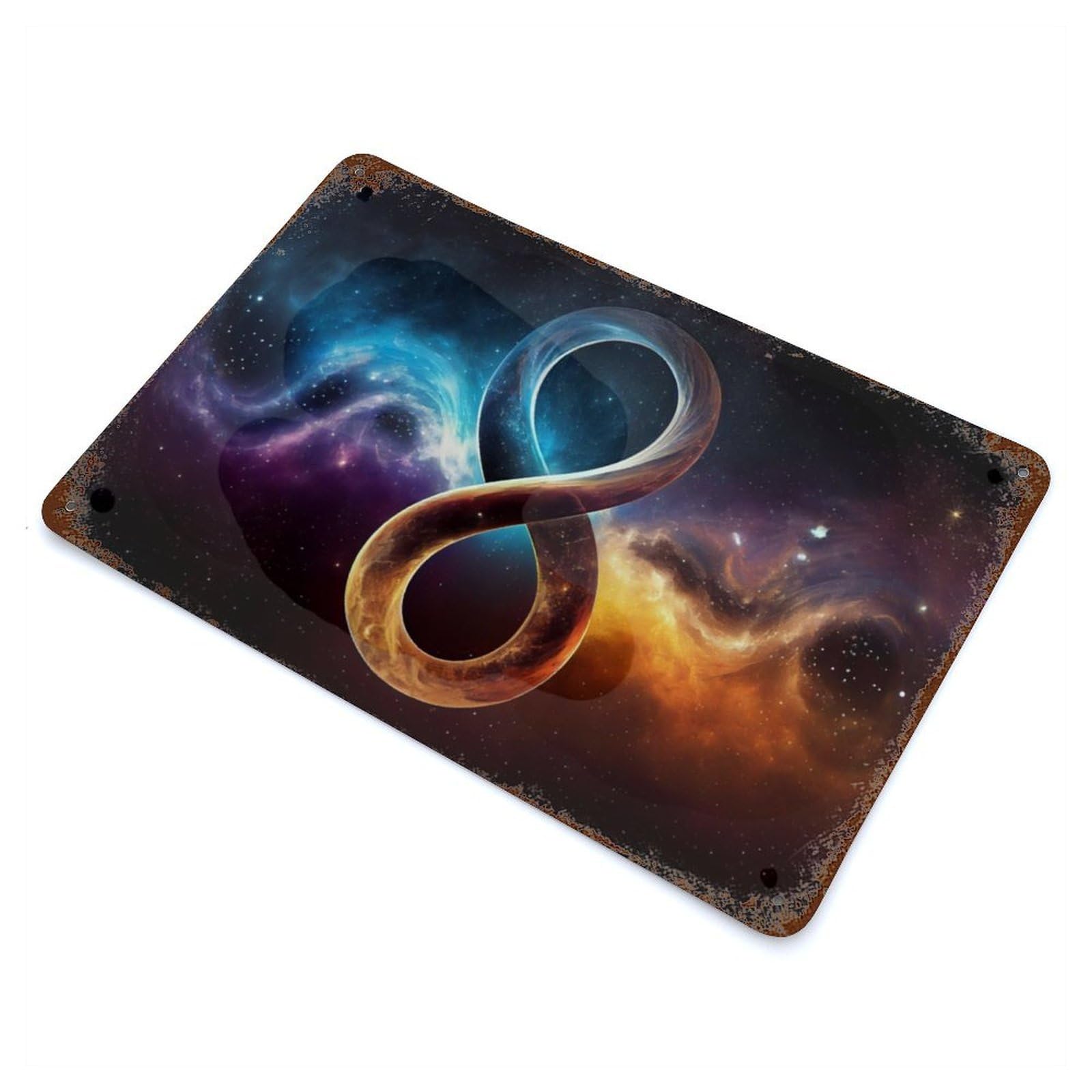 Celestial Infinity Symbol 11.8"x7.9" Rustic Tin Plaque, Industrial Home Decor for Farmhouse, Kitchen And Entryway Decor