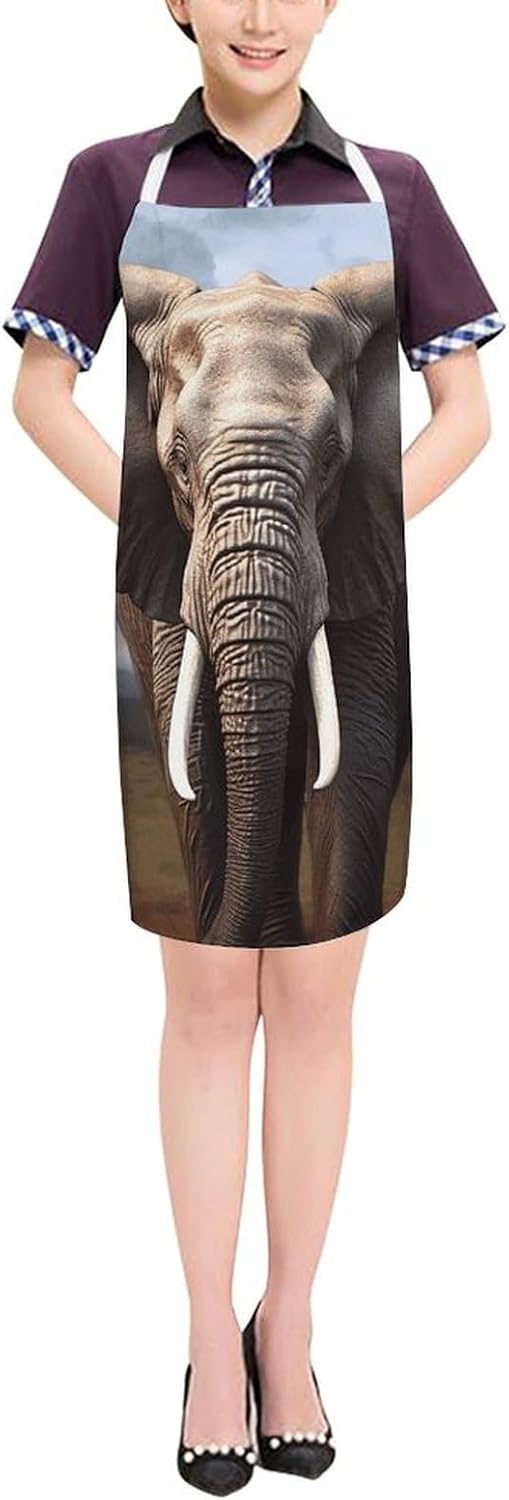 Apron Adjustable Bib Apron for Women Men Elephant Chef Aprons for Cooking