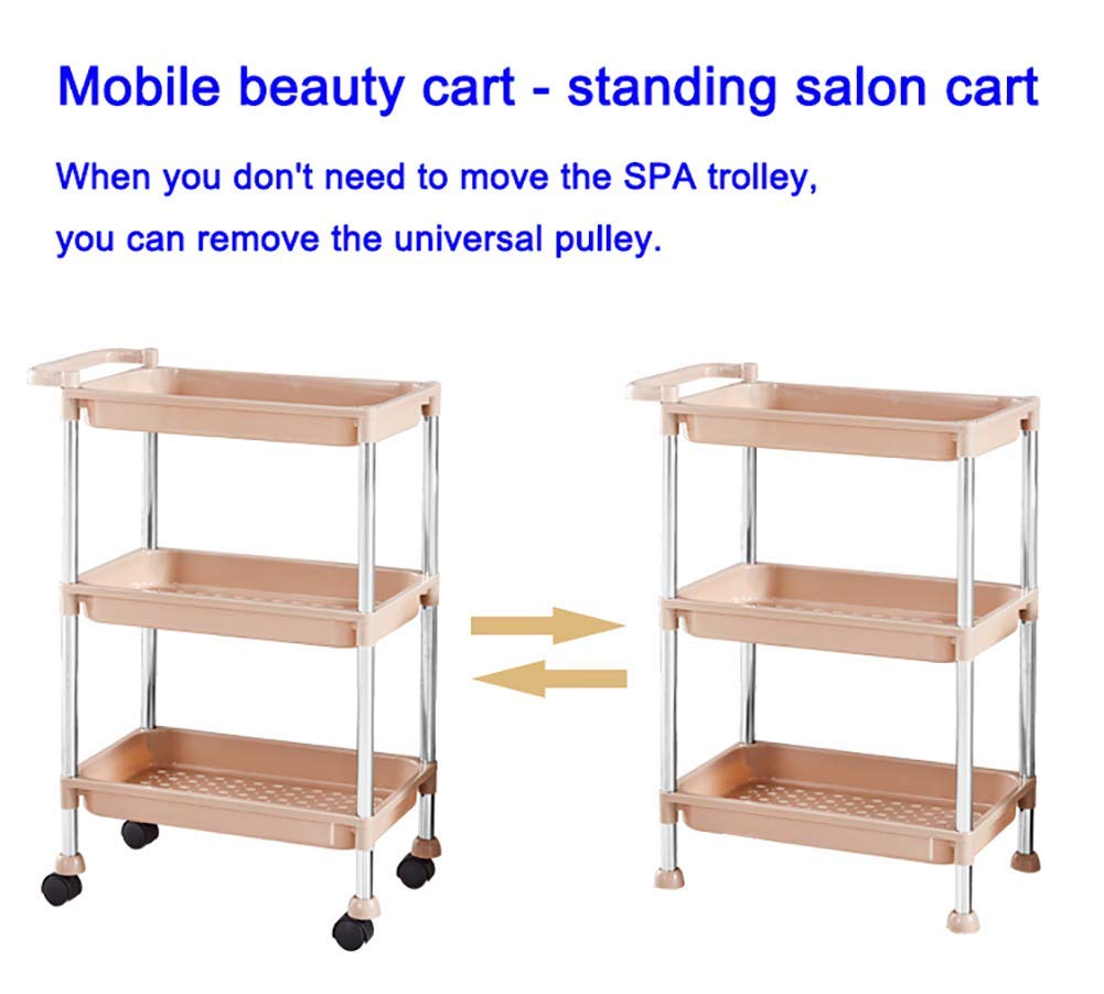 Carros de Almacenamiento móviles, carros móviles de Cocina, carros móviles, carros de Belleza con Ruedas universales Desmontables, Bandeja para Carrito de SPA
