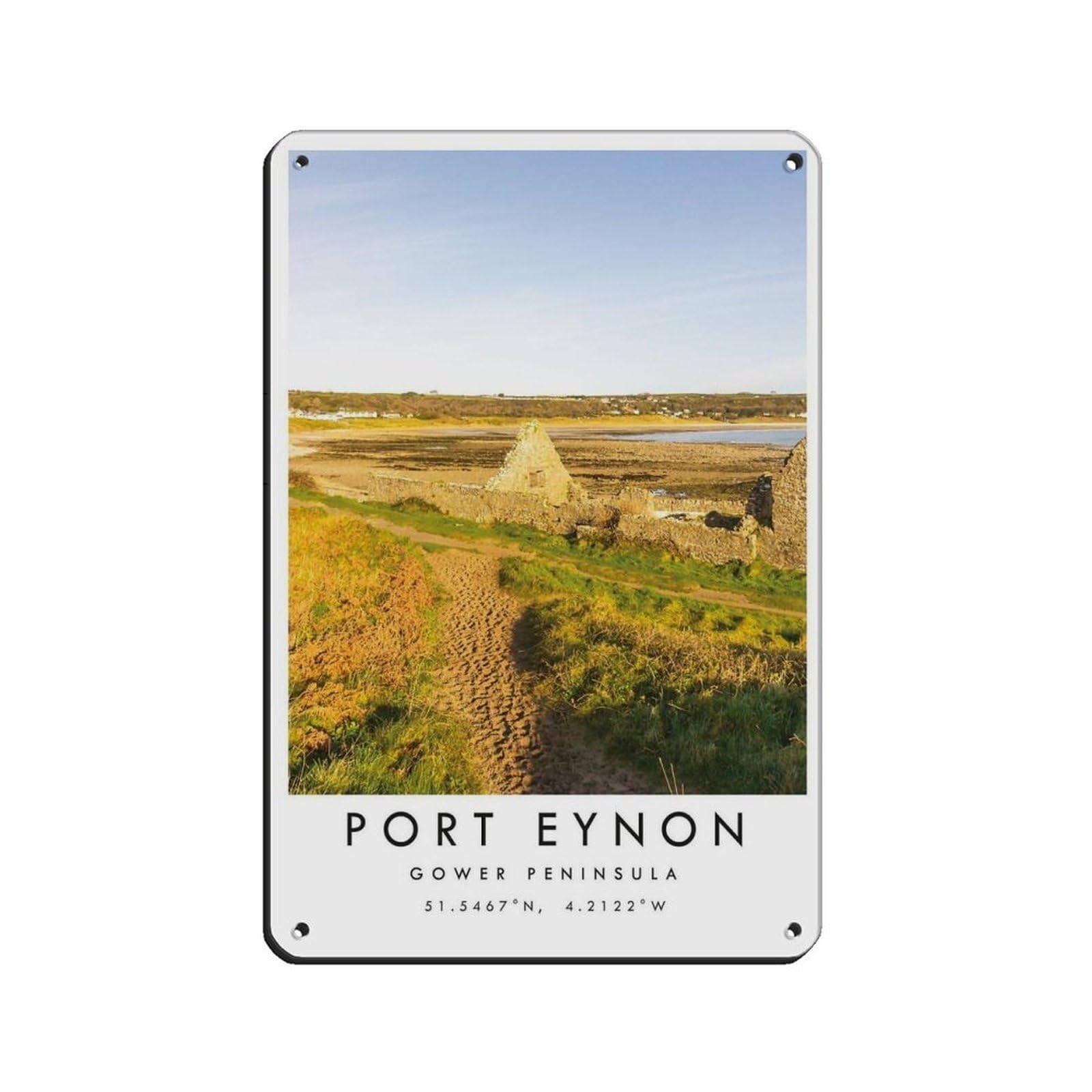 Port Eynon Travel,Gower Peninsula Poster Retro Poster Metal Tin Sign Chic Art Retro Iron Painting Bar People Cave Cafe Family Garage Poster Wall Decoration 8x12inch(20x30cm)