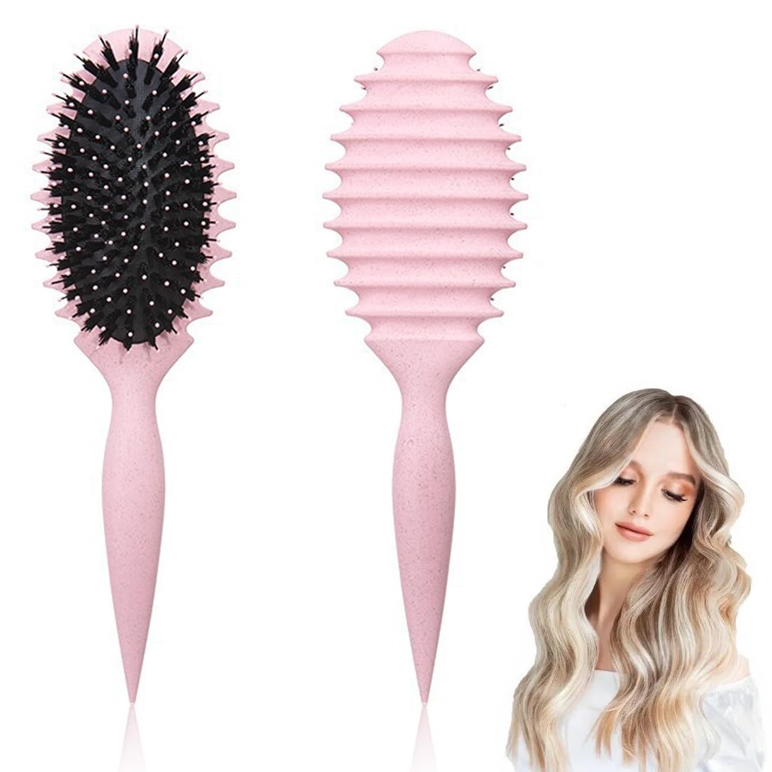 EIHI Curl Brush,Peine Pelo Rizado,Curl Defining Brush,Bounce Curl Brush,Cepillo Pelo Rizado,Para Desenredar,Dar Forma y Definir Rizos Para Mujeres(Rosado)