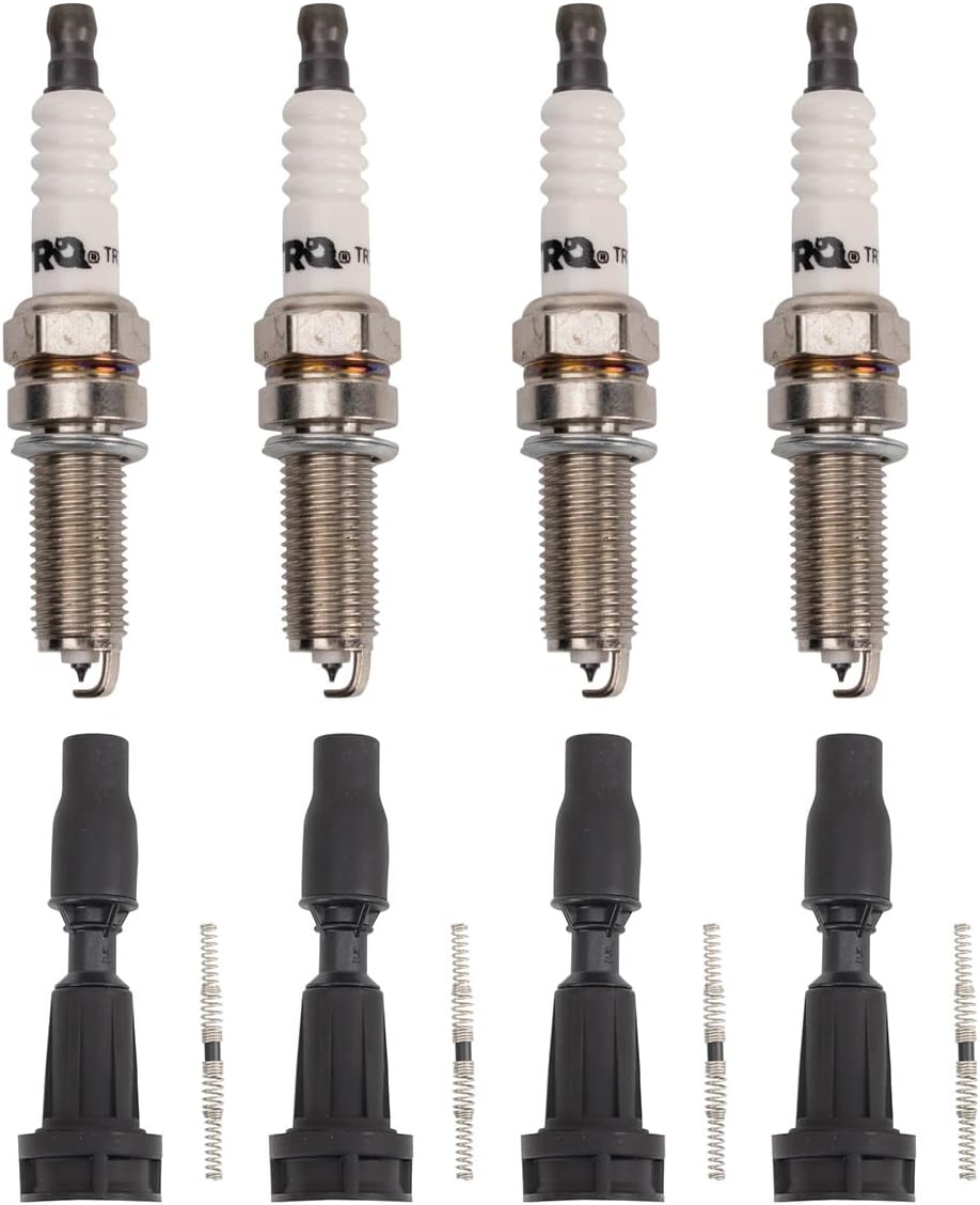 TRQ Ignition Coil & Spark Plug Kit 8 Piece Compatible with 2015-2019 Hyundai Sonata 2017-2020 Santa Fe 2018-2021 Tucson 2016-2020 Kia Sorento 2017-2020 Optima 2017-2021 Sportage