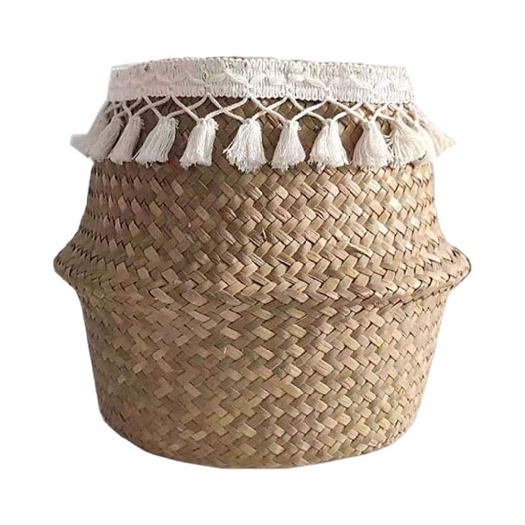 Panier en jonc de mer pliable paille tissée panier à linge pot fleurs
