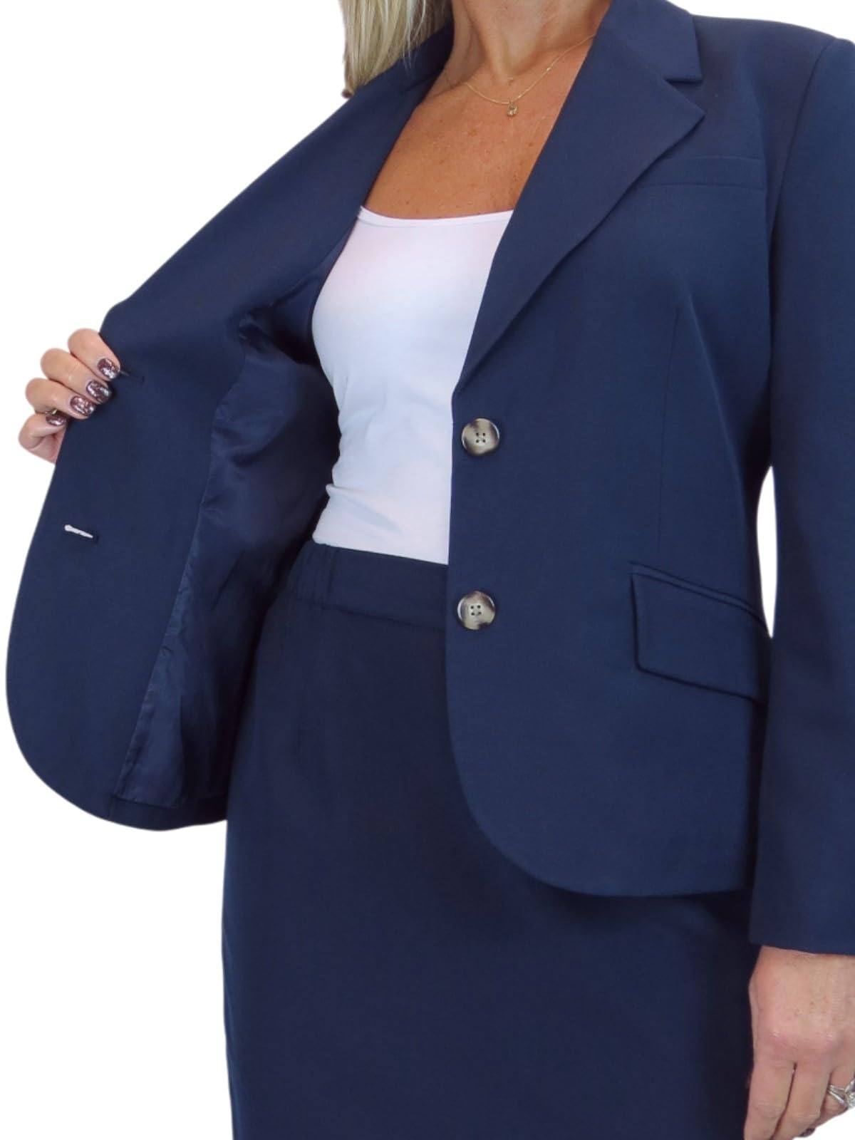 Paulo Due Completo da Donna in 2 Pezzi, Giacca E Gonna, Completamente Foderato, Lavabile, per Occasioni Serali, Ufficio E Lavoro