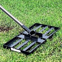 Walensee Rasen-Nivellierungsrechen, Garten Rasenrakel, Müheloses Rasennivellierwerkzeug, Rasen Sanden Harke Edelstahlgriff, Gardena Rechen Vertikutierer für Garten, Golfplatz, 198cm, 43,2 x 25,4 cm