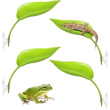 4 PCS Crested Gecko Hide, Reptile Leaf Platform with Suction Cups, Turtle Tank Decorations Tree Frog Terrarium Accessories Aquarium Landscaping Decoration Turtle Tank Decor